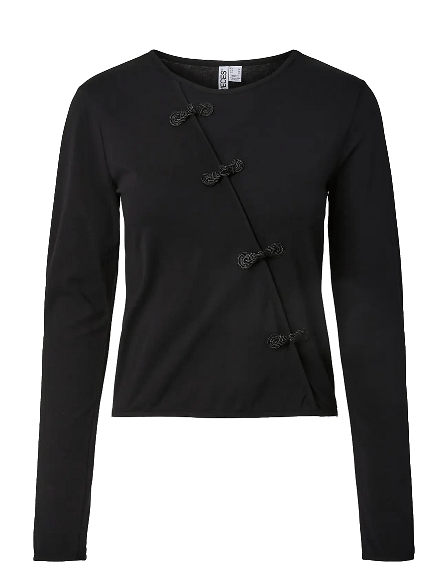 Pieces - PCOLIVIA LS DETAILED TOP JRS D2D - black - 0