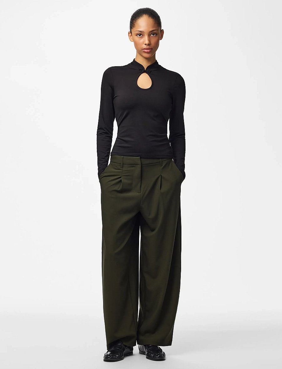 Pieces - PCMELLY LS KEYHOLE TOP JRS D2D - langærmede bluser - black - 4