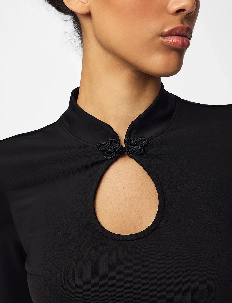 Pieces - PCMELLY LS KEYHOLE TOP JRS D2D - langærmede bluser - black - 5