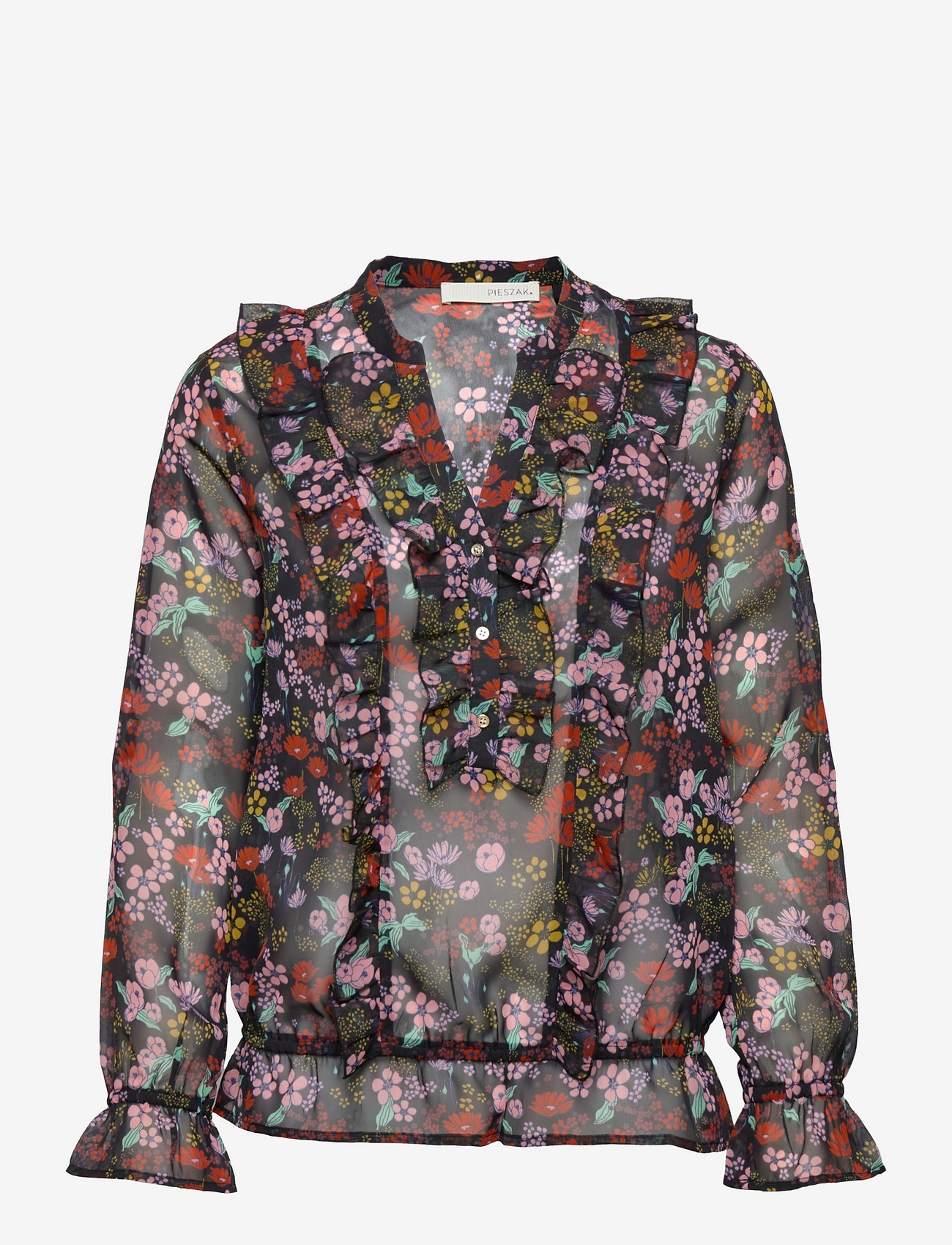 Pieszak - Lina frill blouse - blūzes ar garām piedurknēm - print - 0