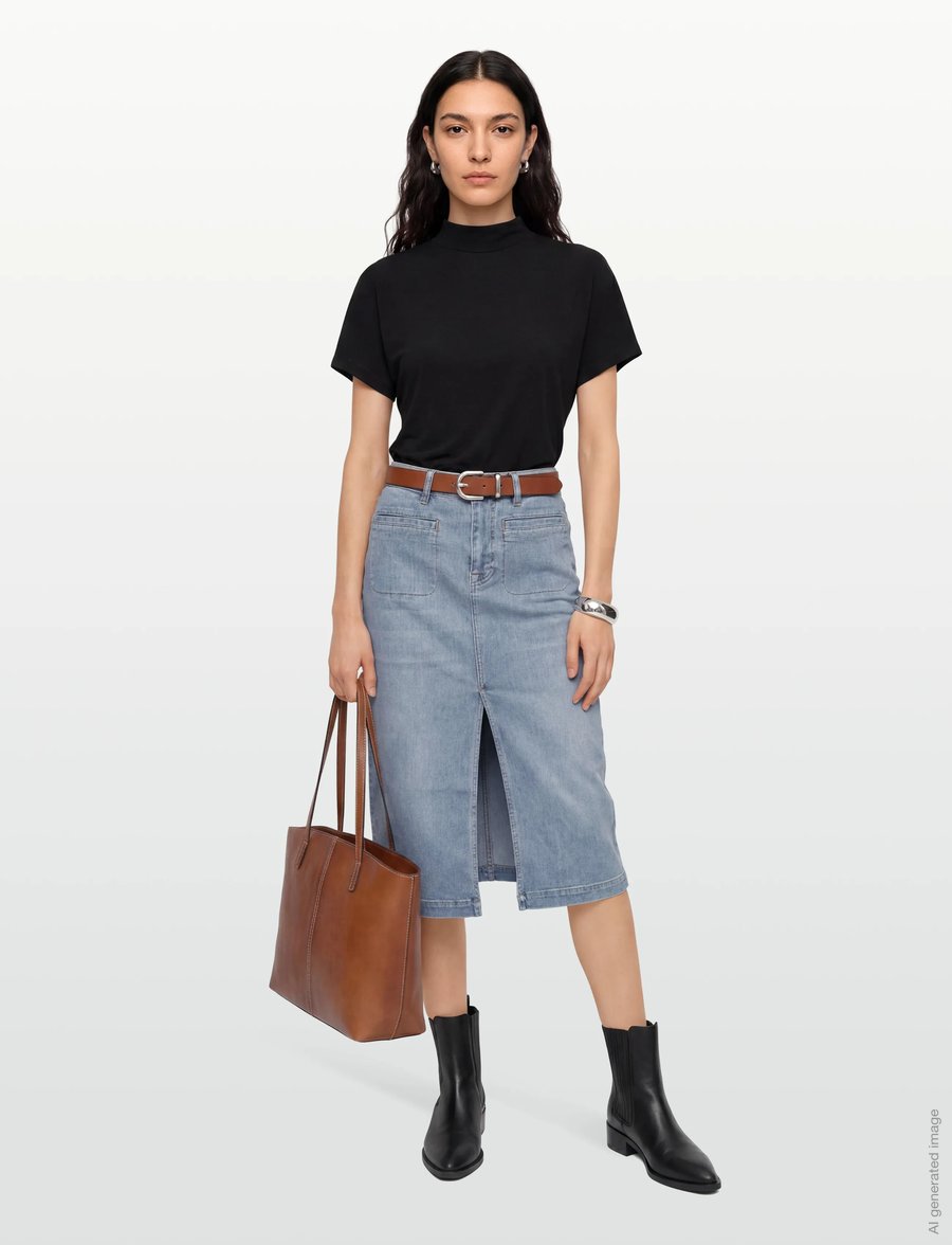 Pieszak - PD-Cara 70's Skirt Wash Rivoli - jeansröcke - denim blue - 0