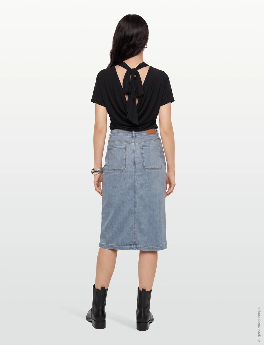 Pieszak - PD-Cara 70's Skirt Wash Rivoli - jeansröcke - denim blue - 4