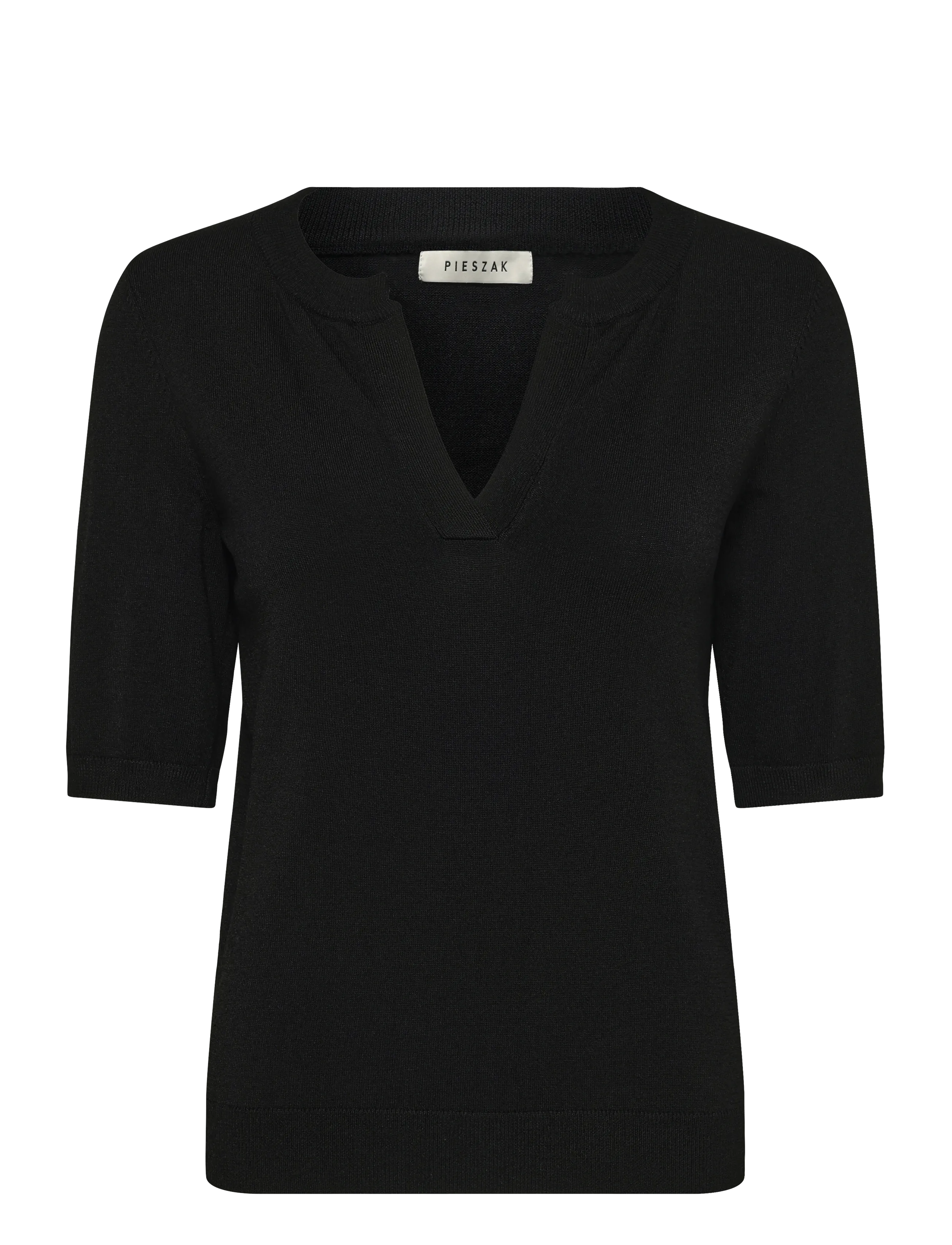 Pieszak PD-Eba Half Sleeve V-Neck Knit - Pieszak - BLACK / black