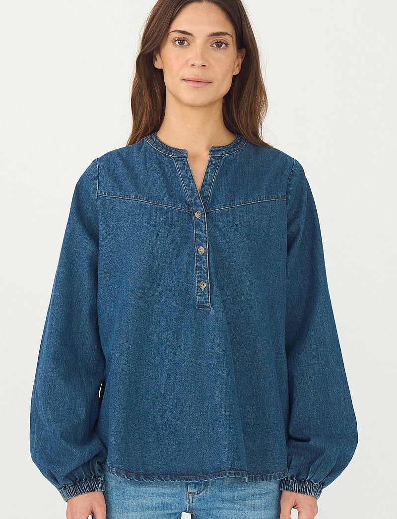 Pieszak - PD-Harper Chambrey Blouse - langärmlige blusen - denim blue - 0