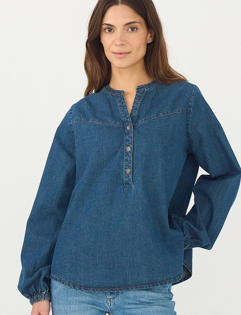Pieszak - PD-Harper Chambrey Blouse - langärmlige blusen - denim blue - 3