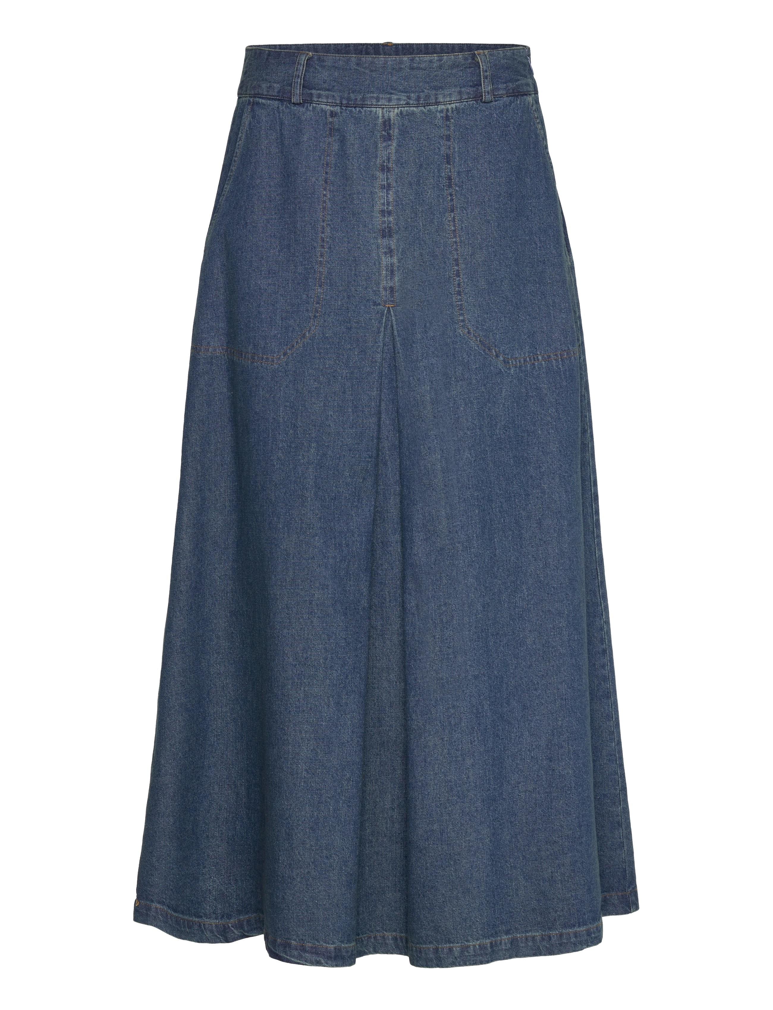 PD-Harper Chambrey Pleat Skirt - DENIM BLUE