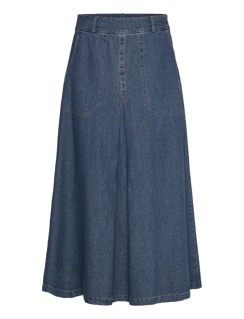 Pieszak - PD-Harper Chambrey Pleat Skirt - jeansröcke - denim blue - 1