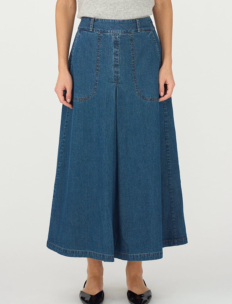 Pieszak - PD-Harper Chambrey Pleat Skirt - jeansröcke - denim blue - 0