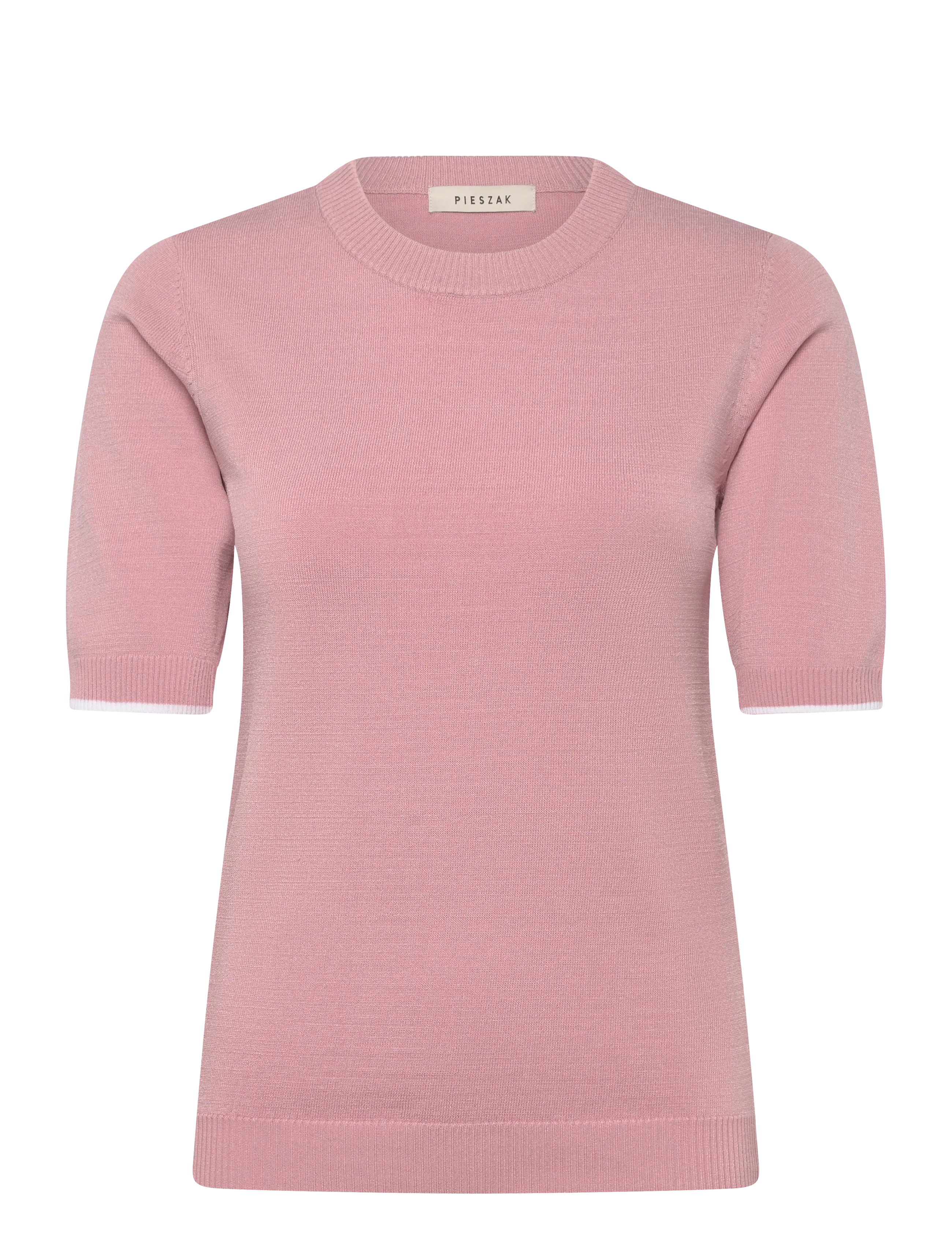 Pieszak PD-Vigga Contrast O-neck Knit - Tøj - ROSE BLOOM / WHISPER WHITE / pink/rose