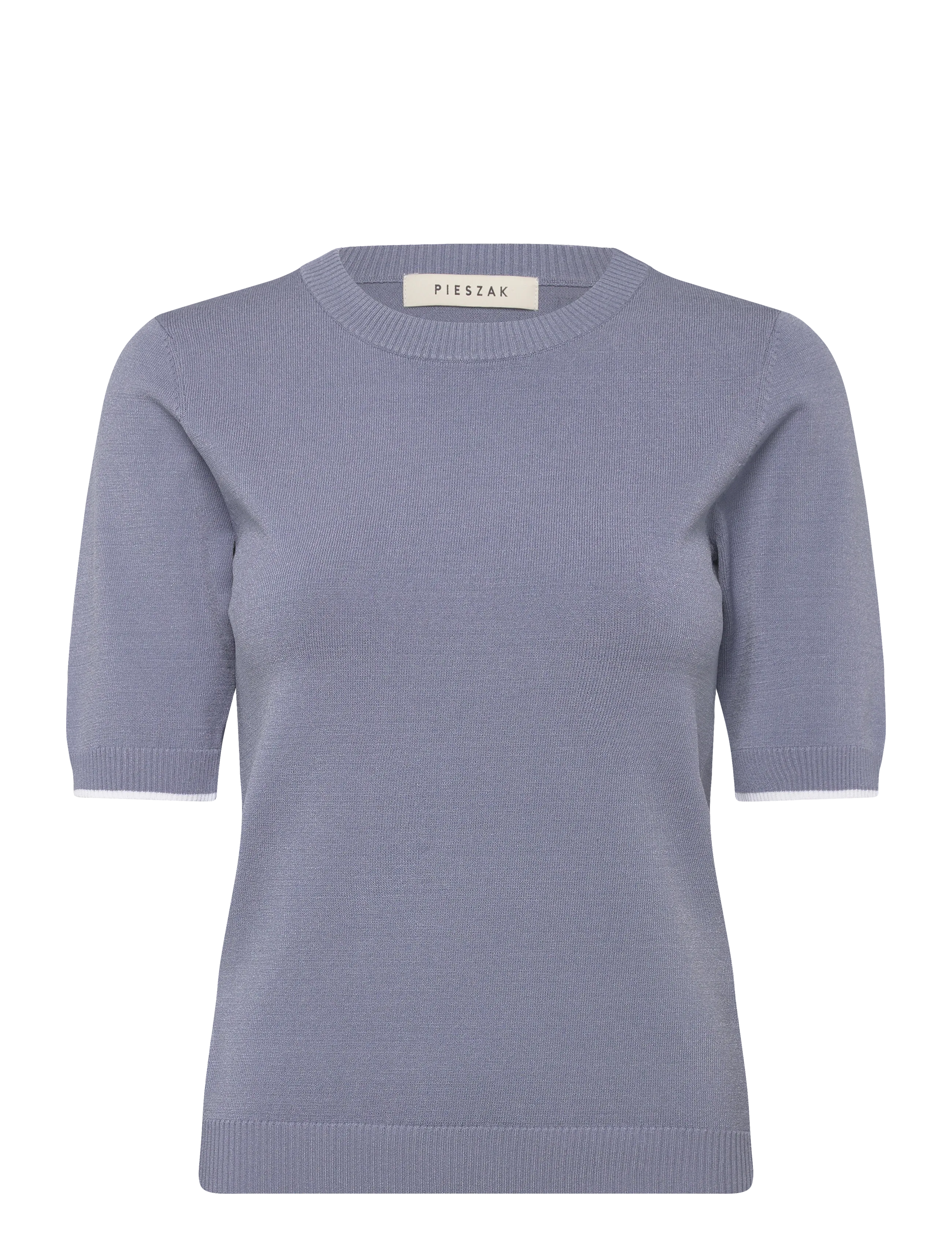Pieszak PD-Vigga Contrast O-neck Knit - Tøj - GREY BLUE SKY / WHISPER WHITE / blue