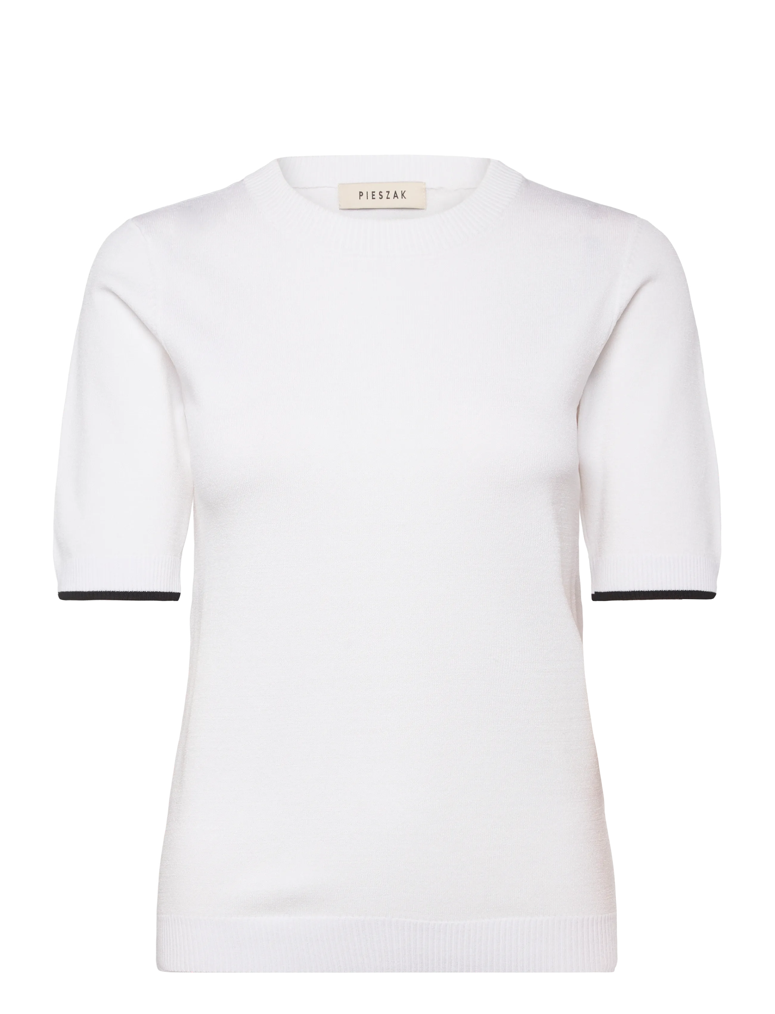 Pieszak PD-Vigga Contrast O-neck Knit - Tøj - WHITE / BLACK / white