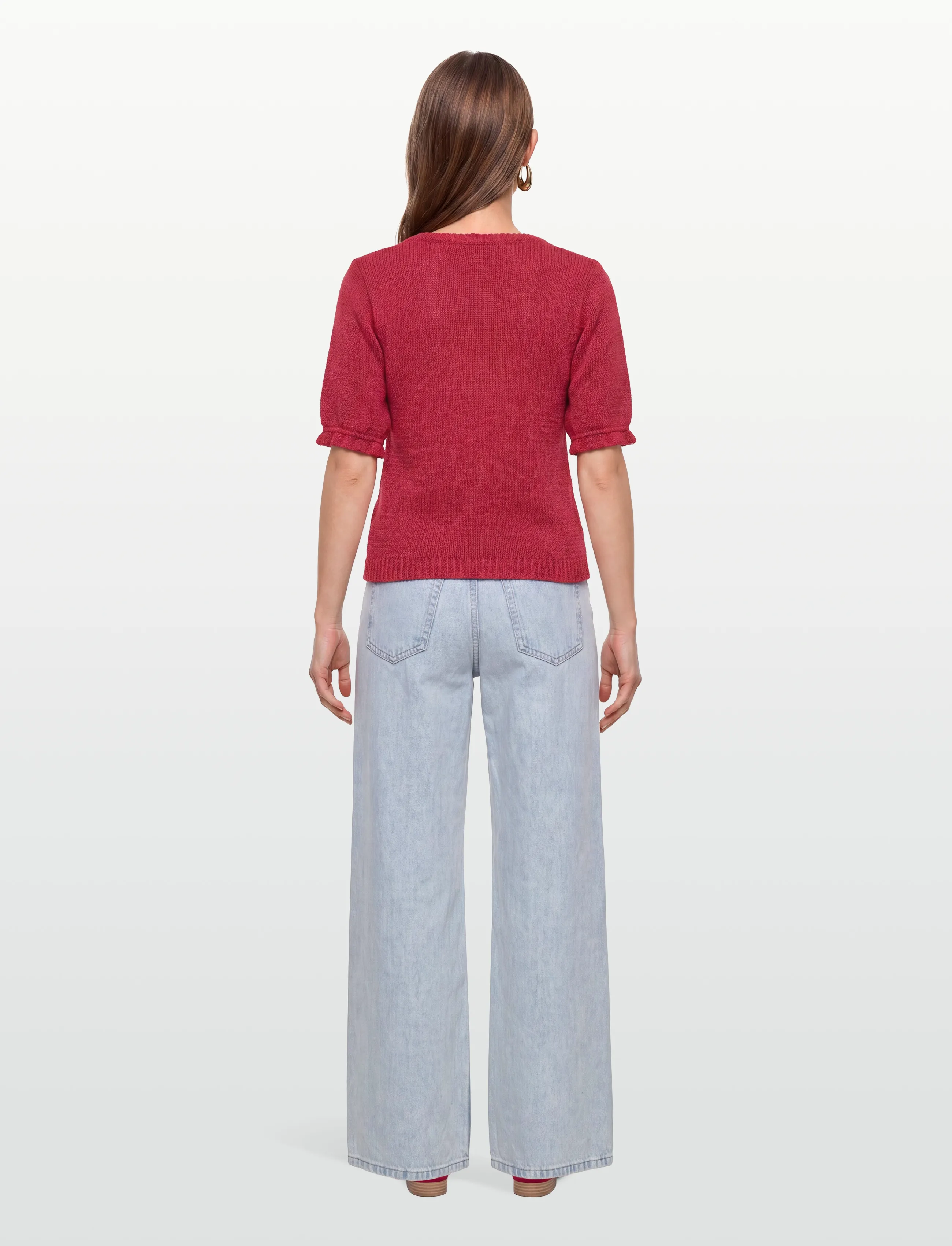Pieszak - PD-Marianne Split V-neck Knit - t-shirts - red ribbon - 4