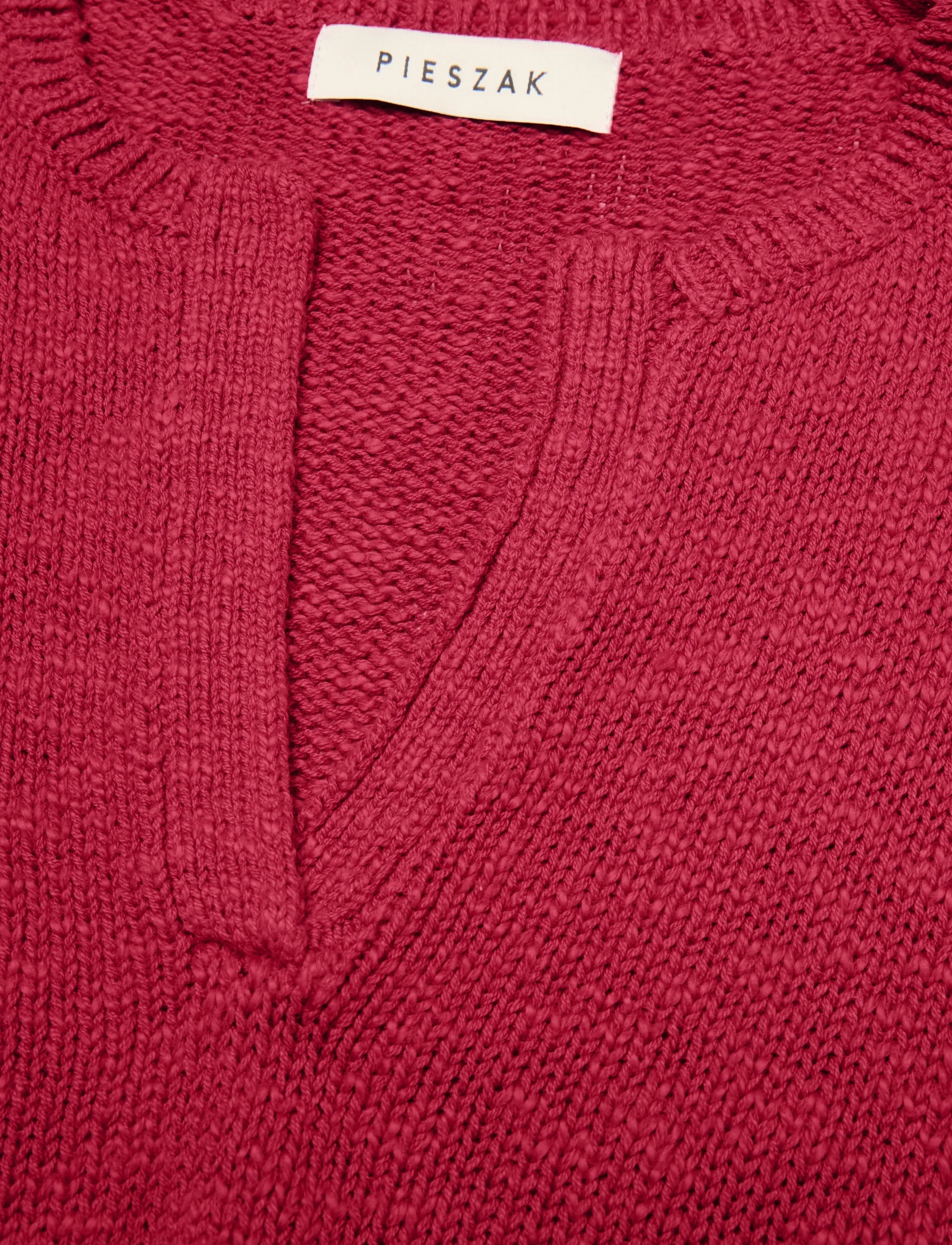 Pieszak - PD-Marianne Split V-neck Knit - red ribbon - 2