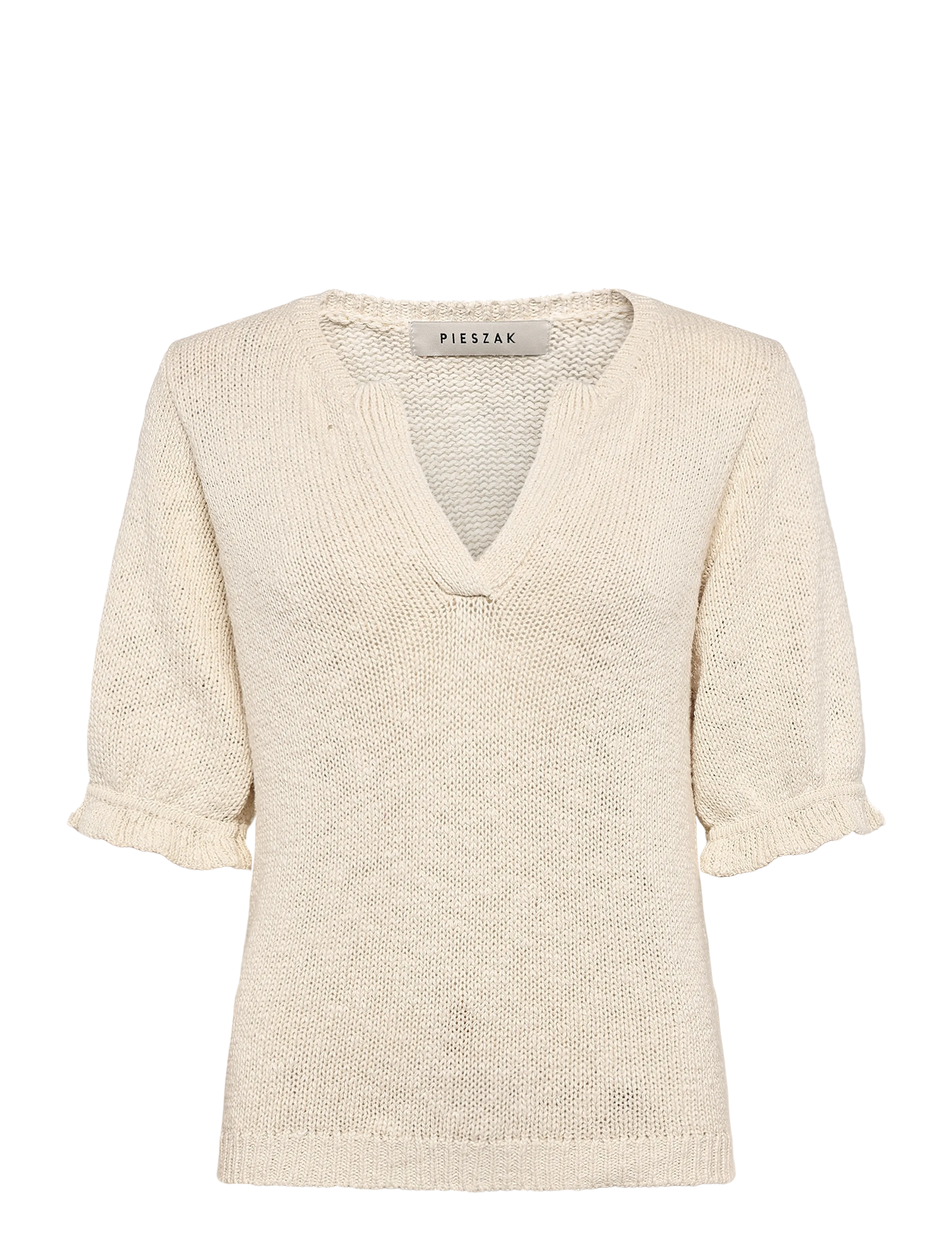 PIESZAK Pd-Marianne Split V-Ausschnitt Knit Cream - 42 - Damen