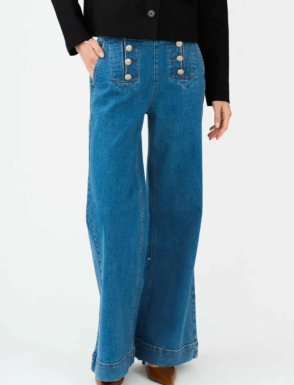 Pieszak - PD-Asta Sailor Jeans Wash Azure Blu - leveälahkeiset farkut - denim blue - 3