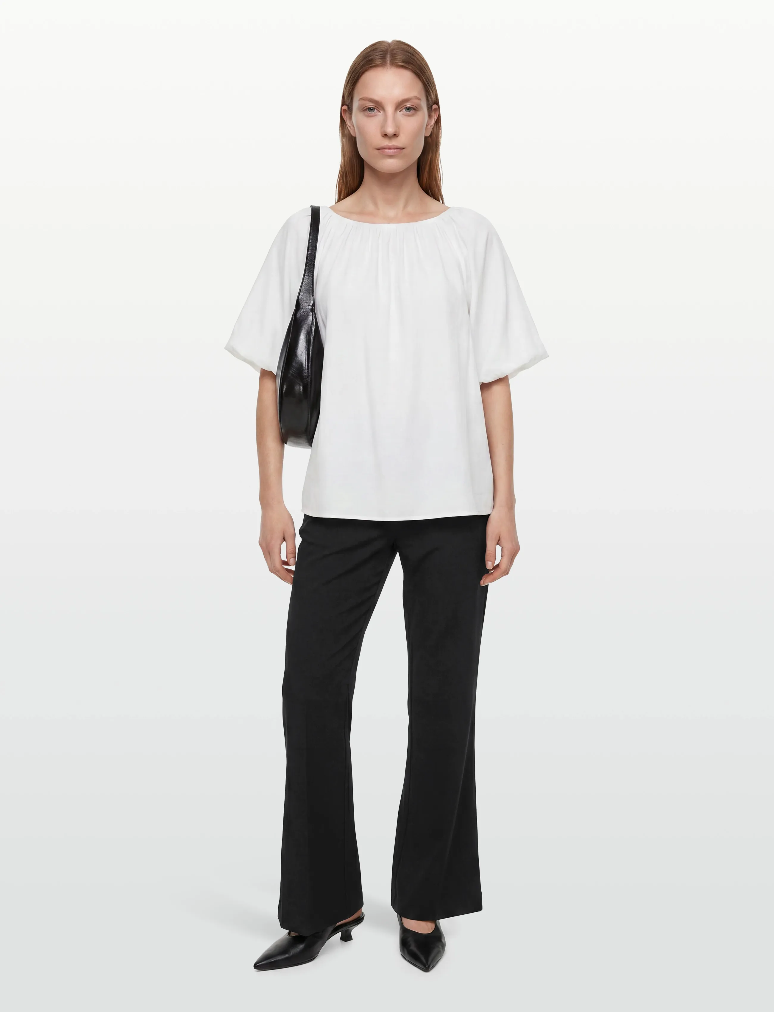 Pieszak PD-Elise Cropped Kick Flare Pant - Slim fit-byxor - BLACK / black