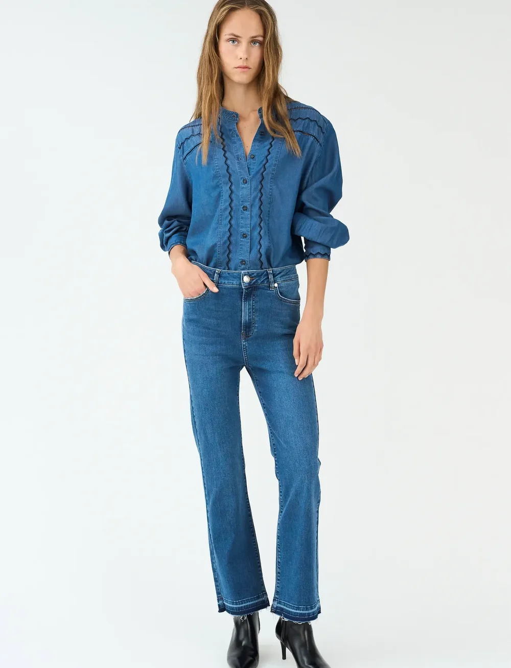 Pieszak - PD-Jenora Cropped Jeans Wash Savona - slim jeans - denim blue - 0