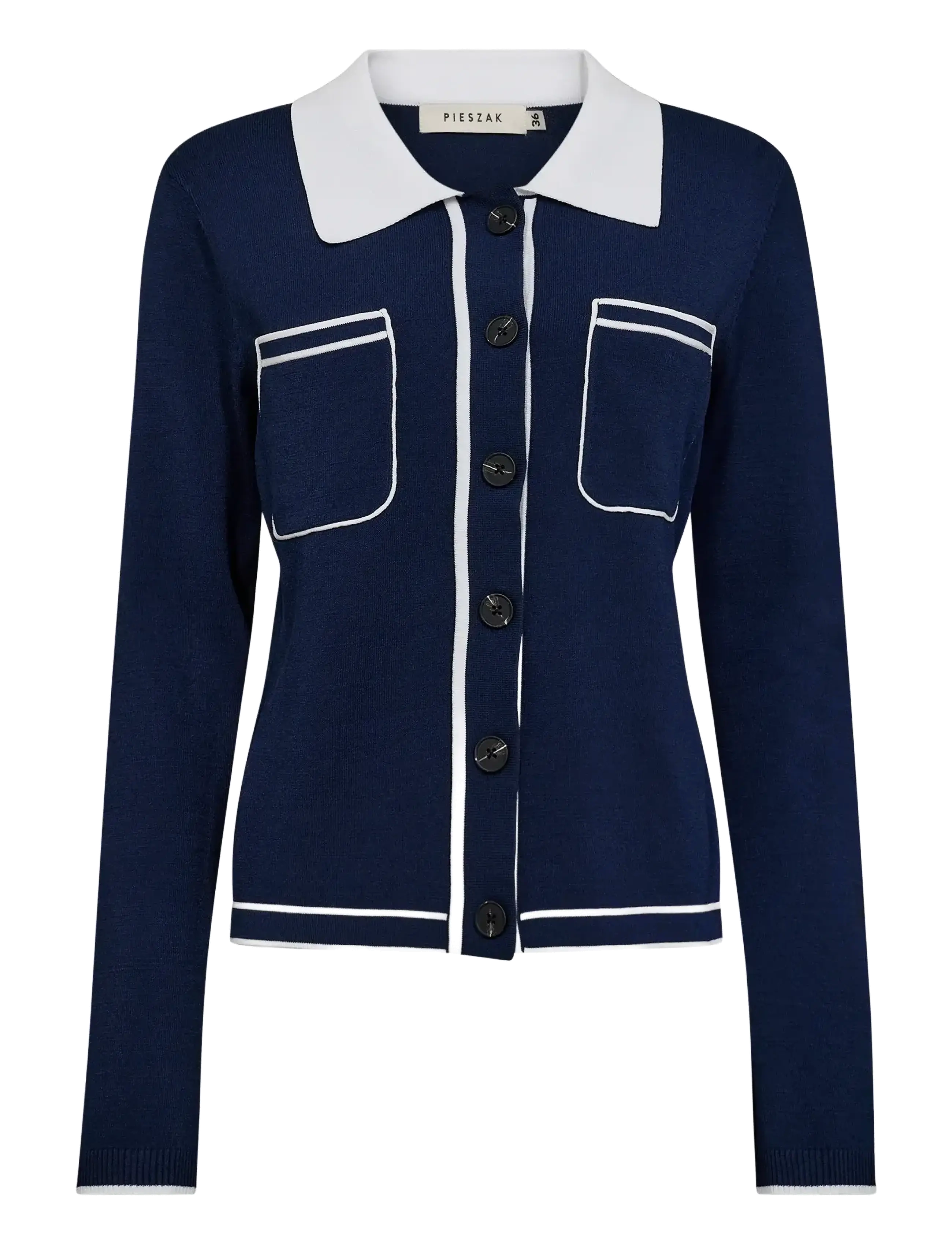 Pieszak PD-Vigga LS Contrast Polo Knit - Transitional Layering - MIDNIGHT NAVY / navy