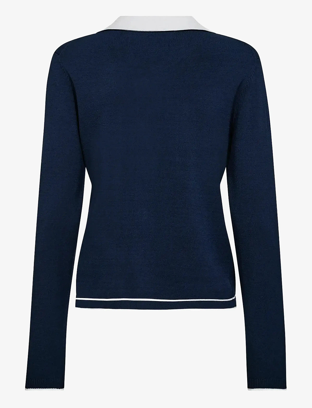 Pieszak - PD-Vigga LS Contrast Polo Knit - koftor - midnight navy - 2