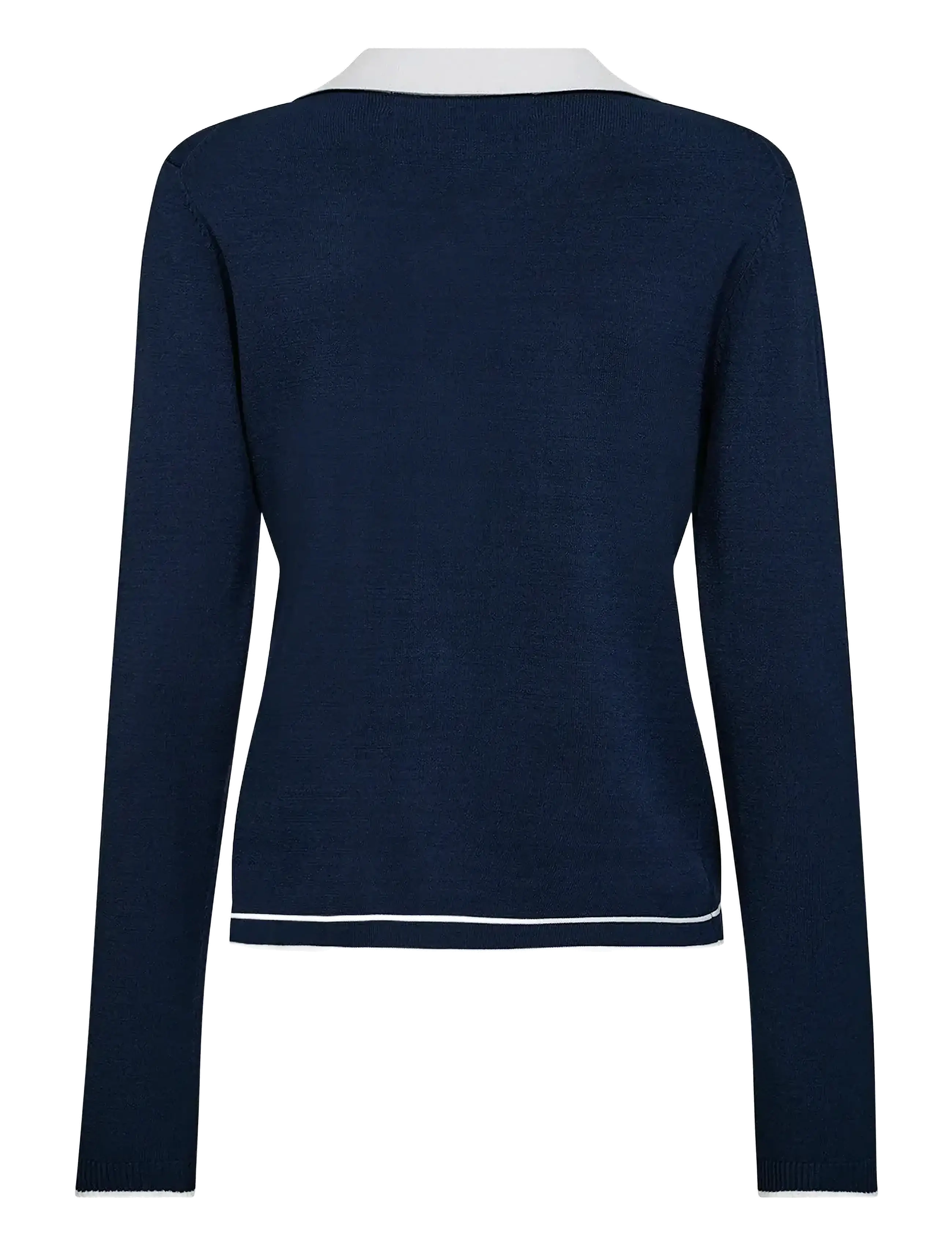 Pieszak - PD-Vigga LS Contrast Polo Knit - cardigans - midnight navy - 2