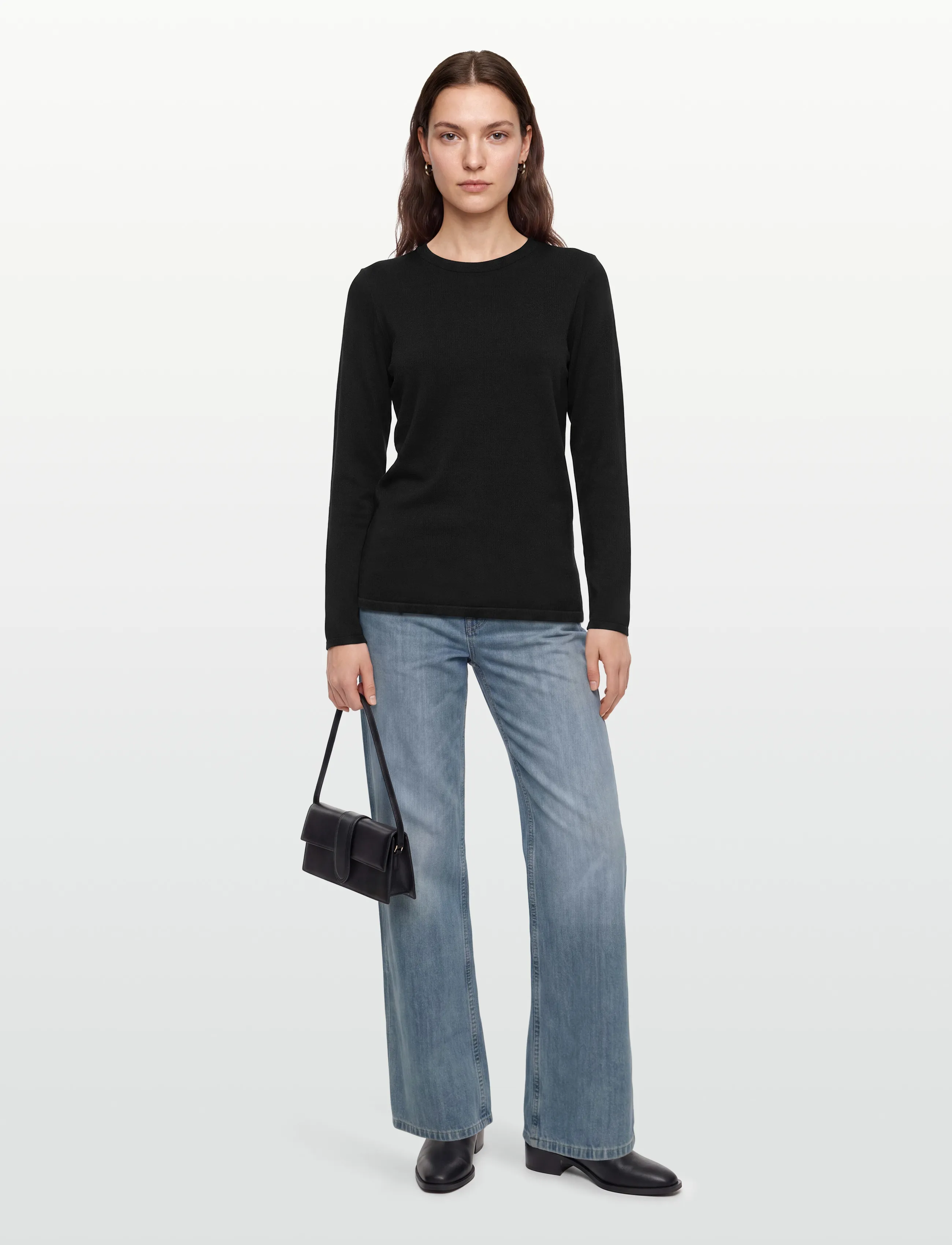 Pieszak - PD-Vigga LS O-Neck Knit - jumpers - black - 0