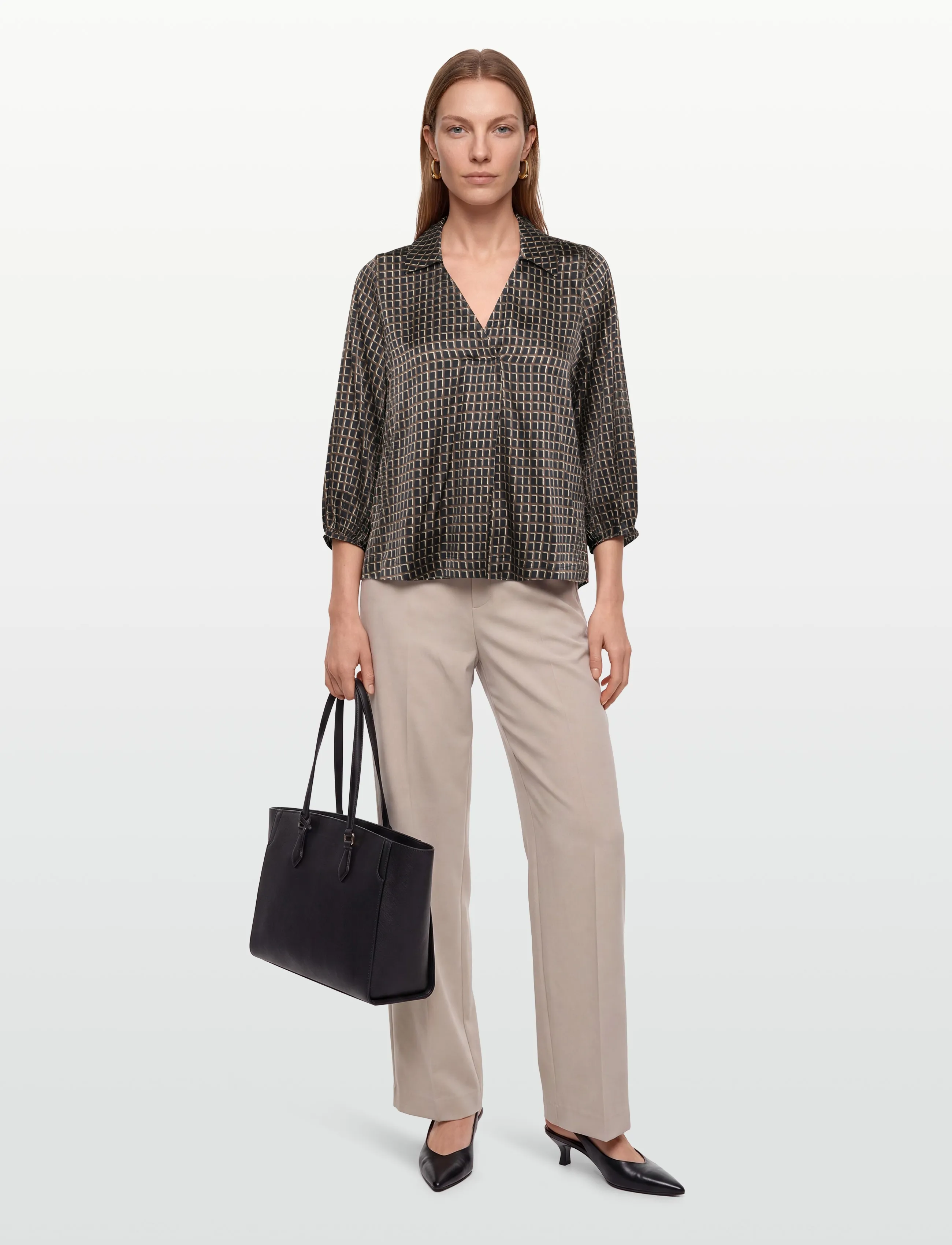 Pieszak - PD-Gaya V-Neck Blouse - langärmlige blusen - print - 0