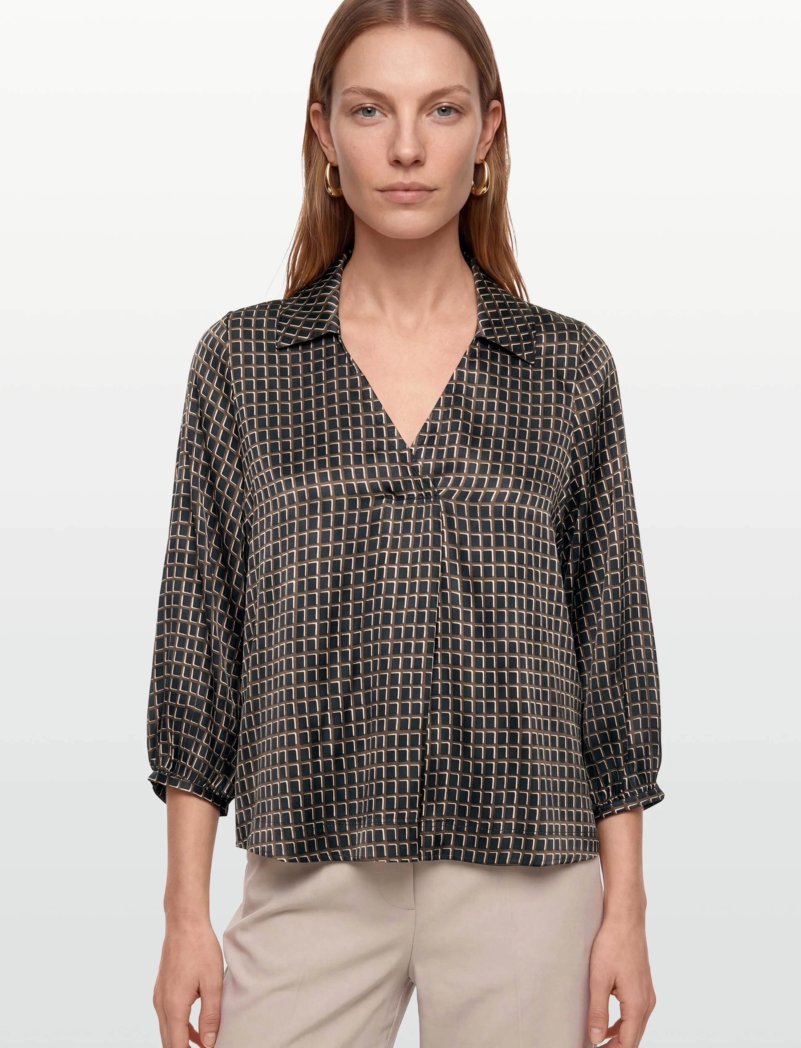 Pieszak - PD-Gaya V-Neck Blouse - langärmlige blusen - print - 3