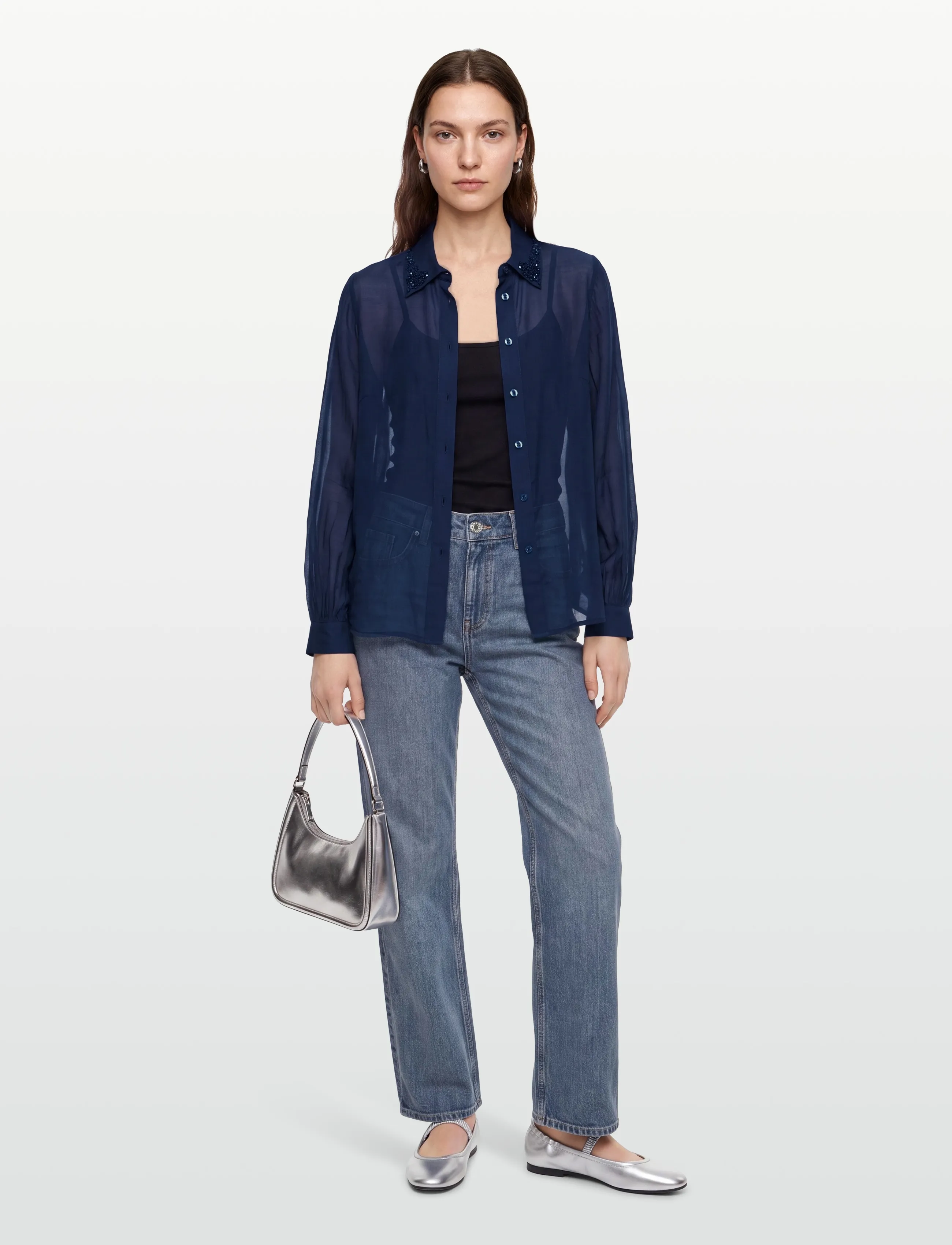Pieszak - PD-Chris Bead Shirt - pikkade varrukatega pluusid - midnight navy - 0