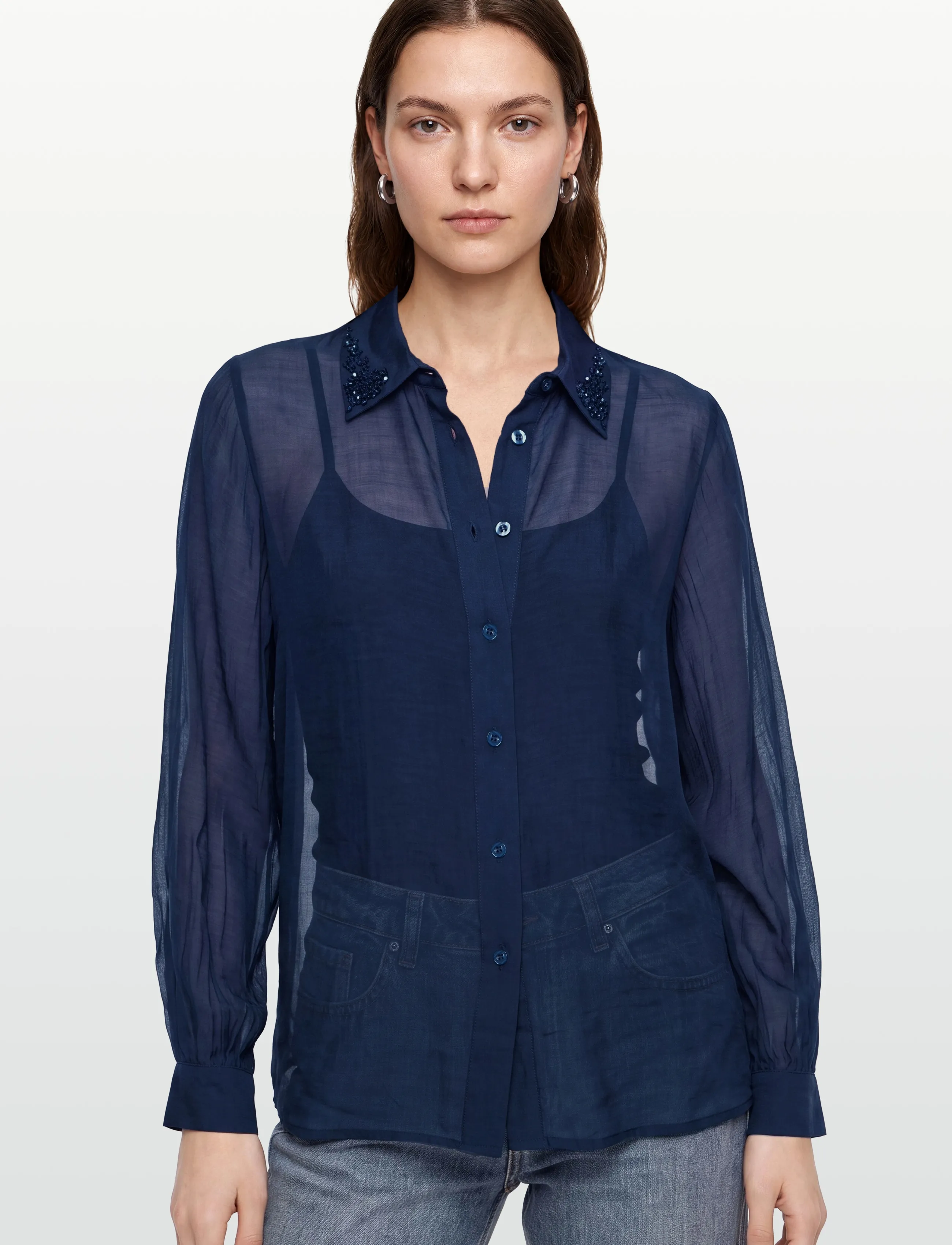 Pieszak - PD-Chris Bead Shirt - pikkade varrukatega pluusid - midnight navy - 3