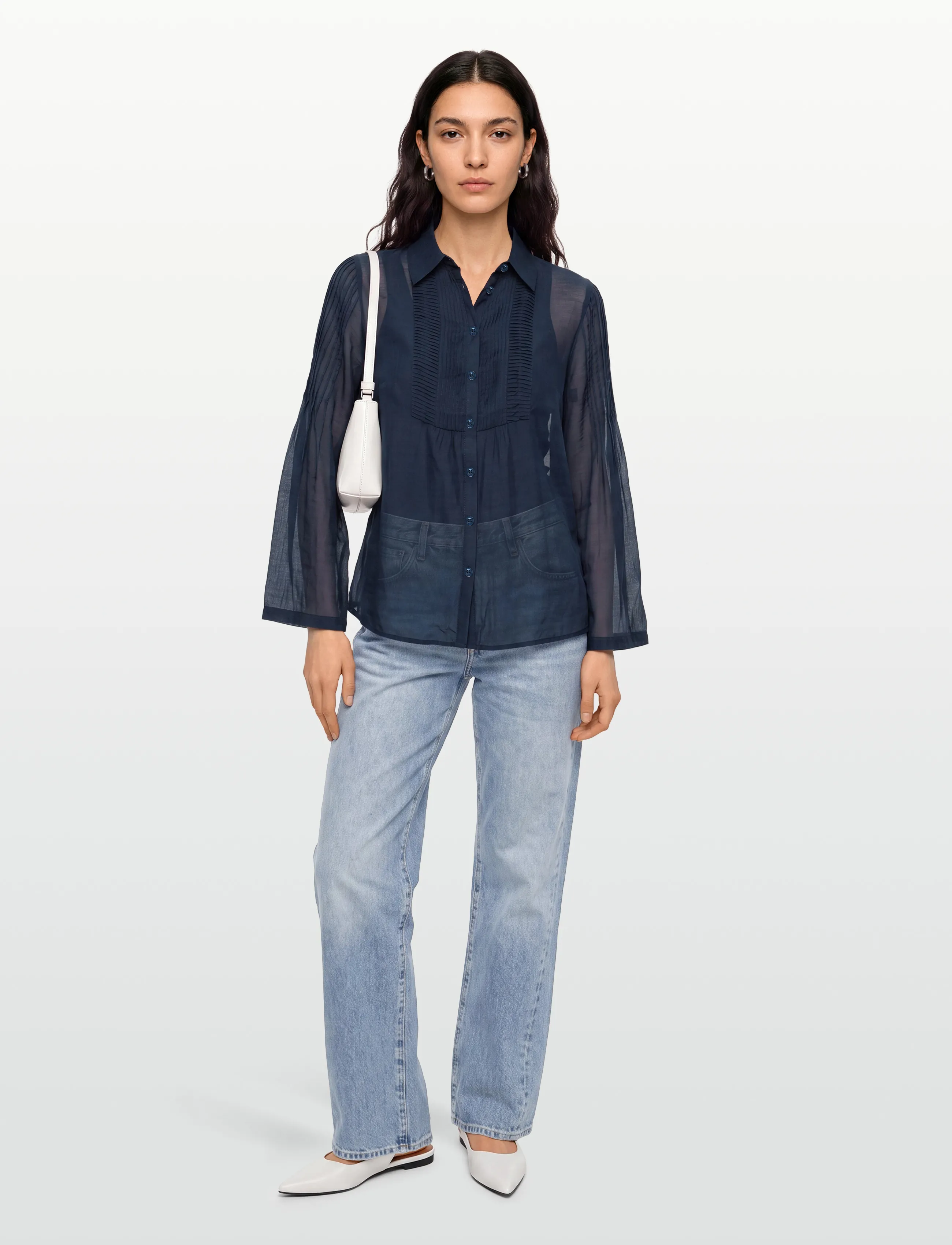 Pieszak - PD-Chris Pintuck Shirt - pikkade varrukatega pluusid - midnight navy - 0