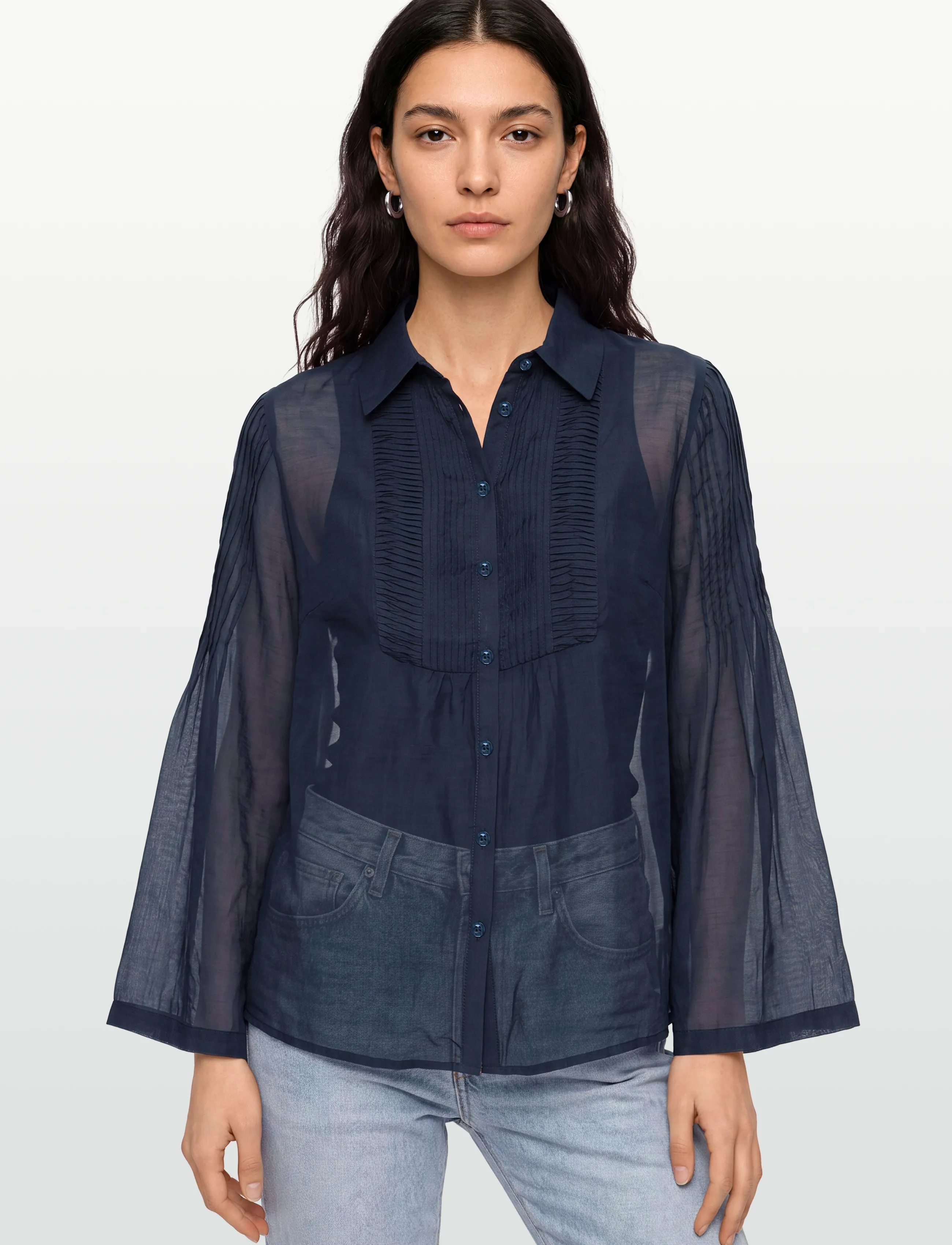 Pieszak - PD-Chris Pintuck Shirt - pikkade varrukatega pluusid - midnight navy - 3