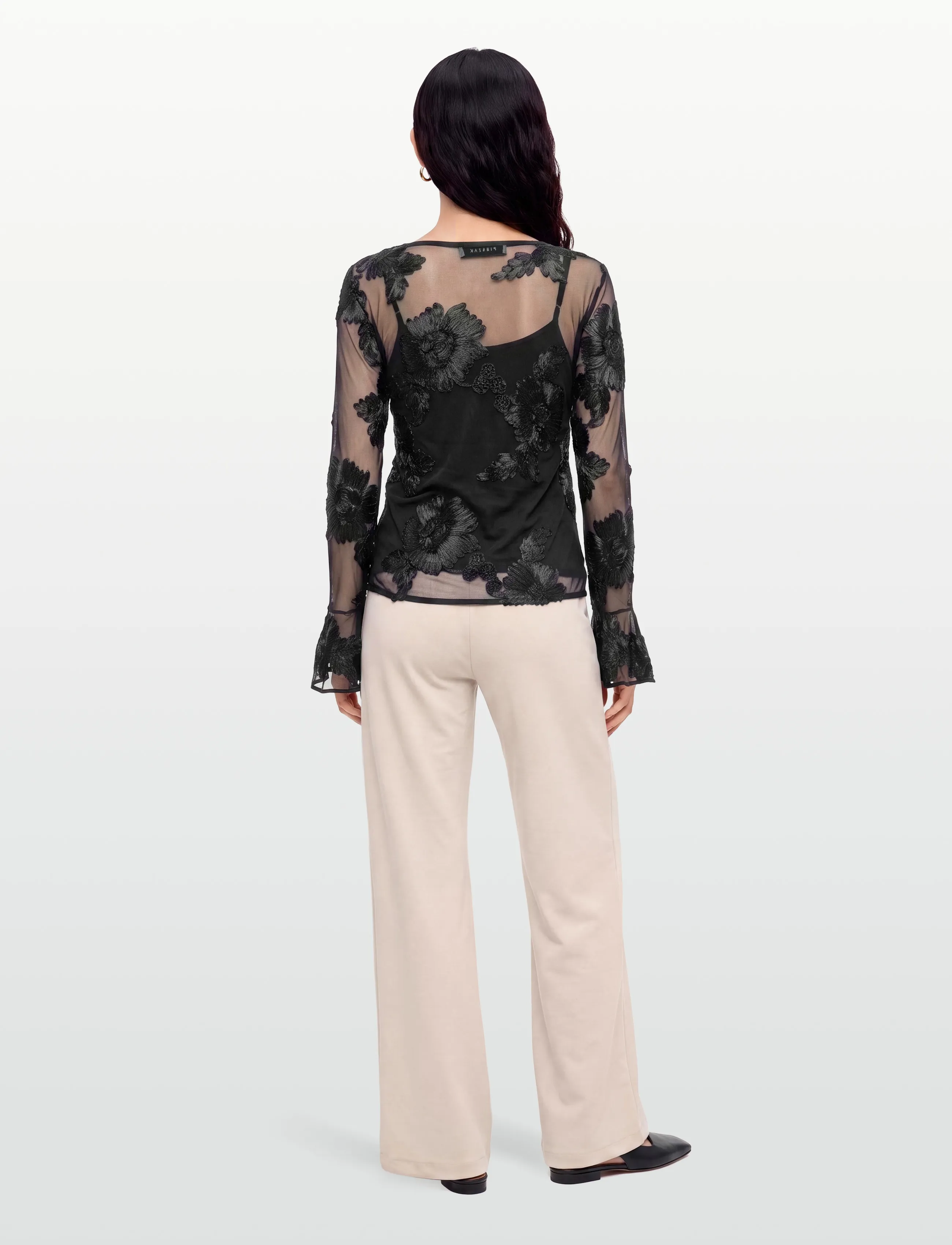 Pieszak - PD-Melia Flounce Sleeve Mesh Blouse - sommerschnäppchen - black - 5