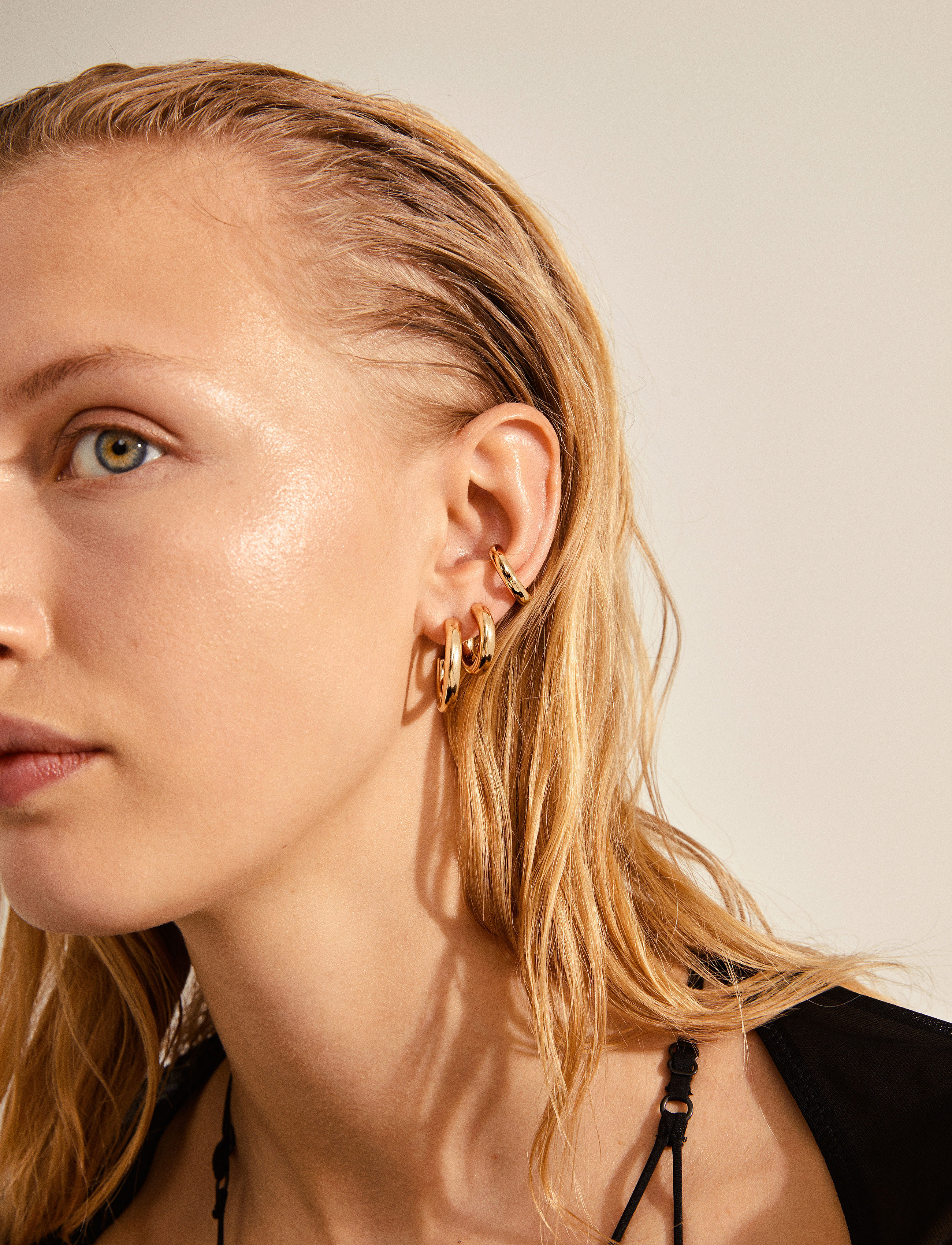 Pilgrim - RECONNECT chunky hoops and ear cuff - gold plated - 3