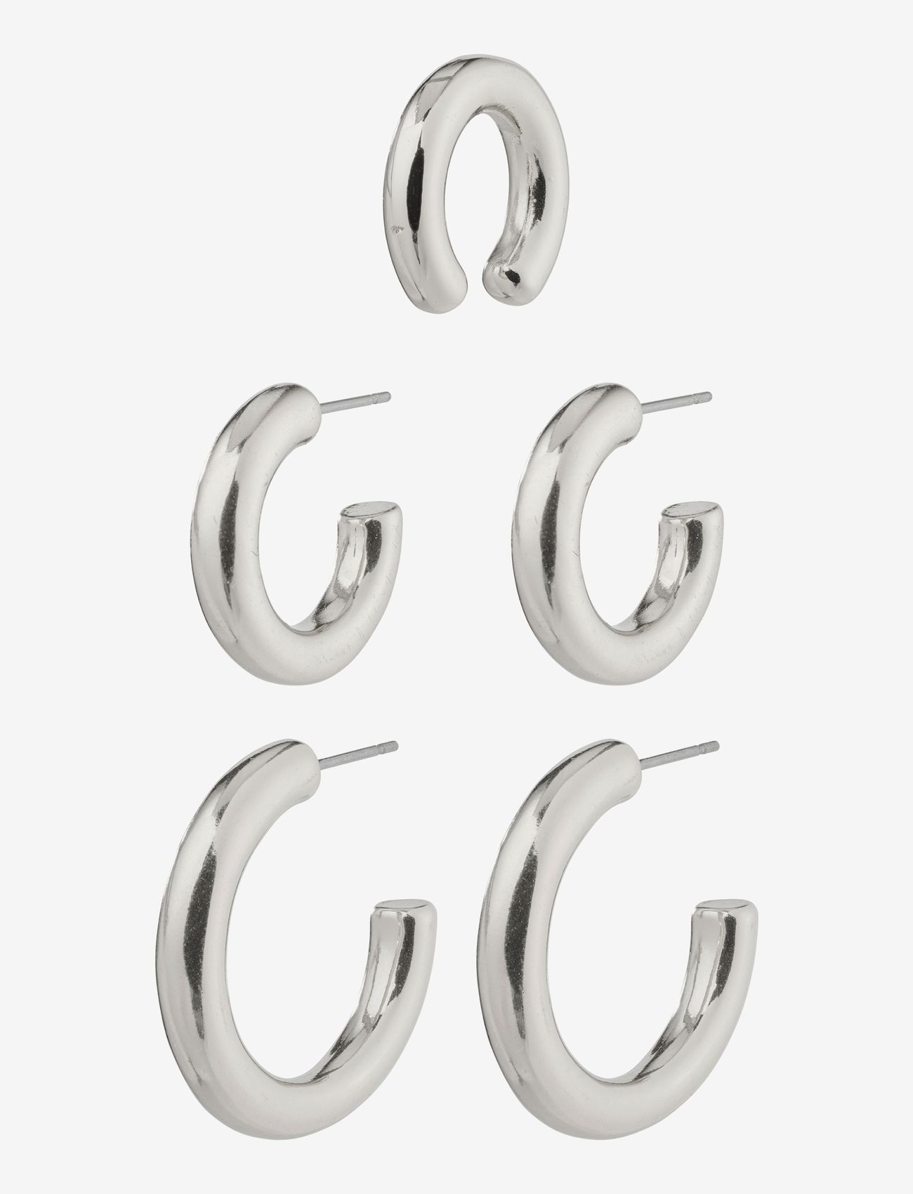 RECONNECT chunky hoops and ear cuff - SILVER PLATED