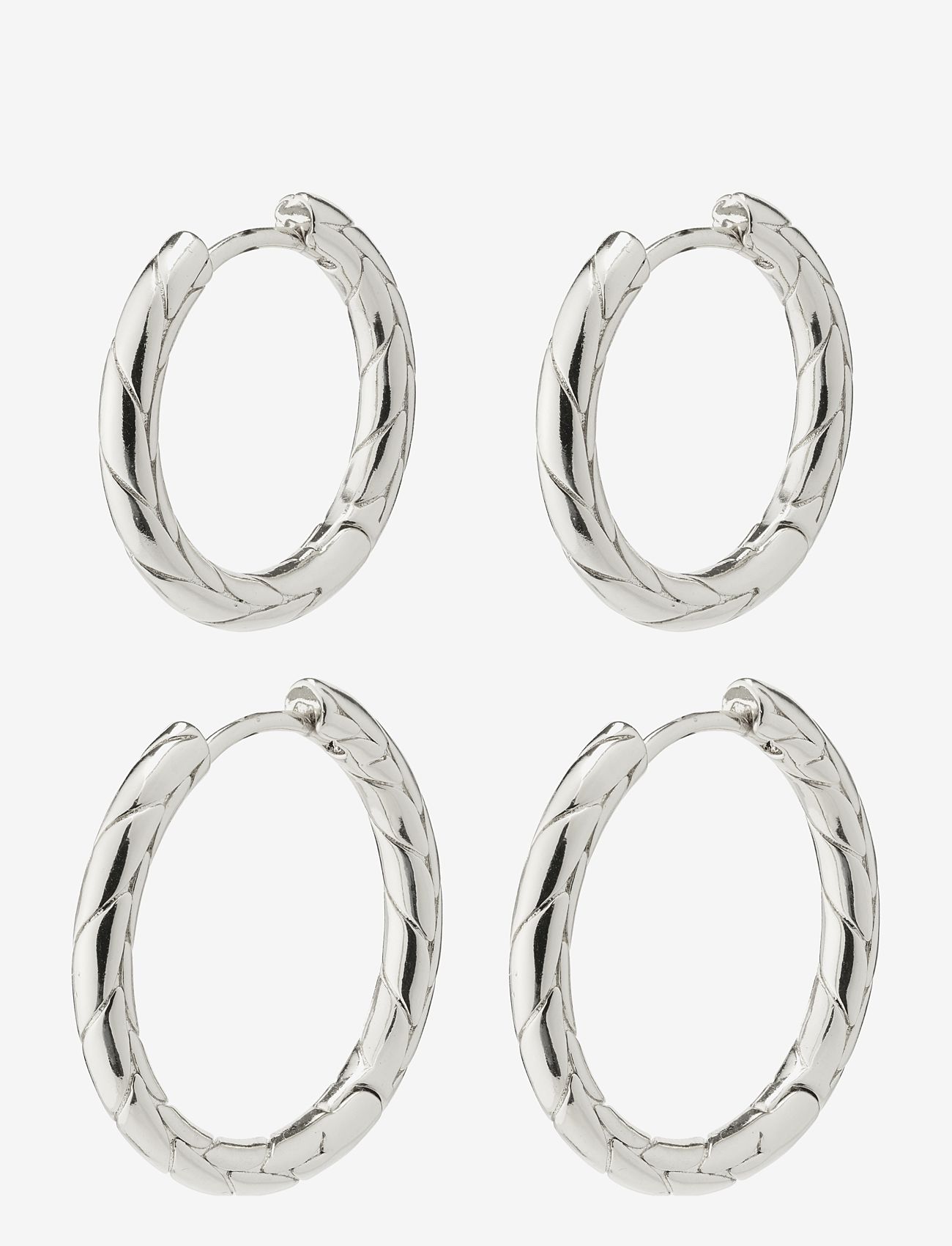 Pilgrim - LOVE hoop earrings 2-in-1 set - silver plated - 0