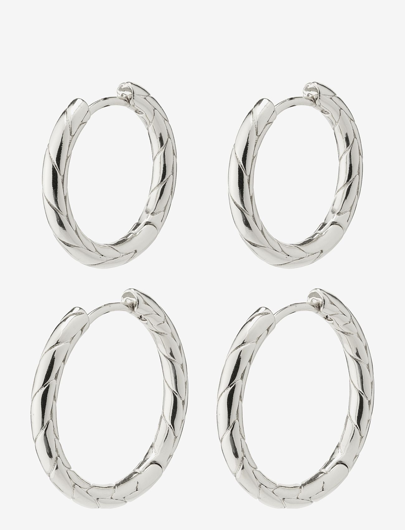 Pilgrim - LOVE hoop earrings 2-in-1 set - lanko formos auskarai - silver plated - 0