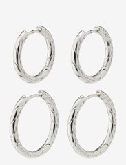 LOVE hoop earrings 2-in-1 set - SILVER PLATED