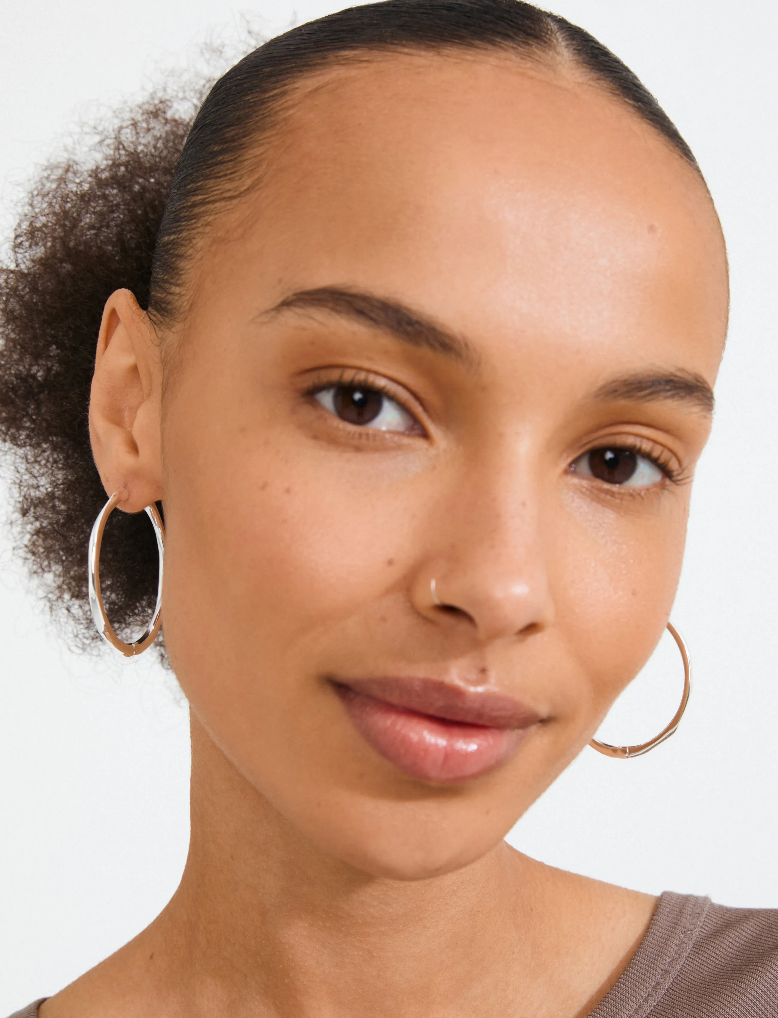 Pilgrim Presence Hoop Earrings Silver-Plated, One Size, Earrings, Silber - Hoops, Frauen
