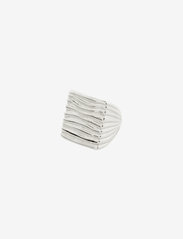 HOPEFUL wavy signet ring silver-plated - SILVER PLATED