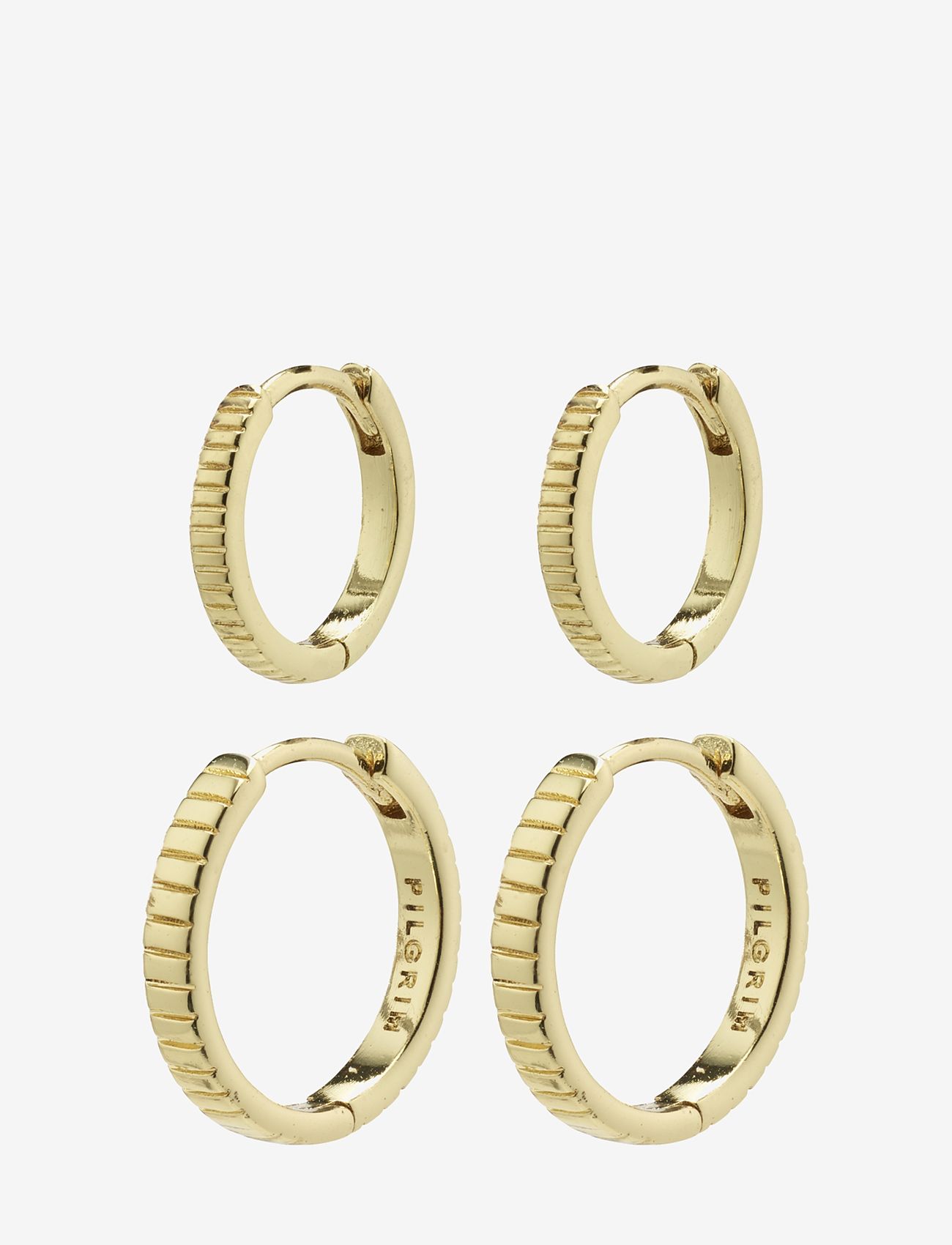 Pilgrim - HAPPY huggie hoop earrings 2-in-1 set gold-plated - gold plated - 0