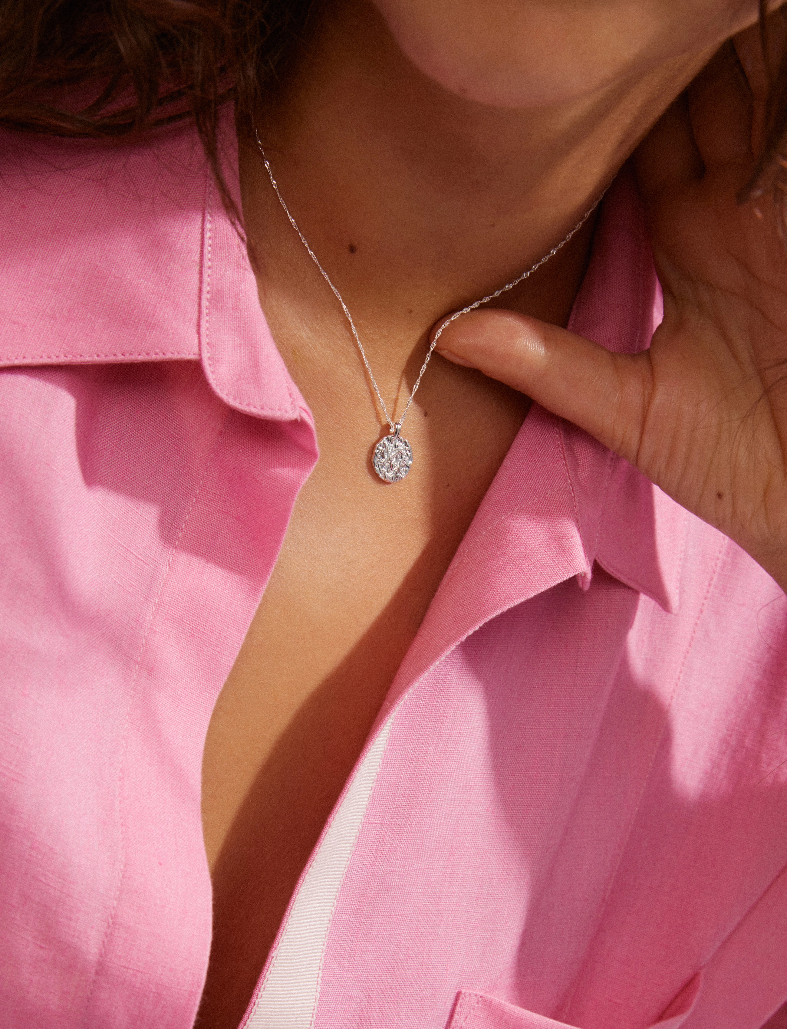 Pilgrim - BREATHE recycled crystal coin necklace - silver plated - 3