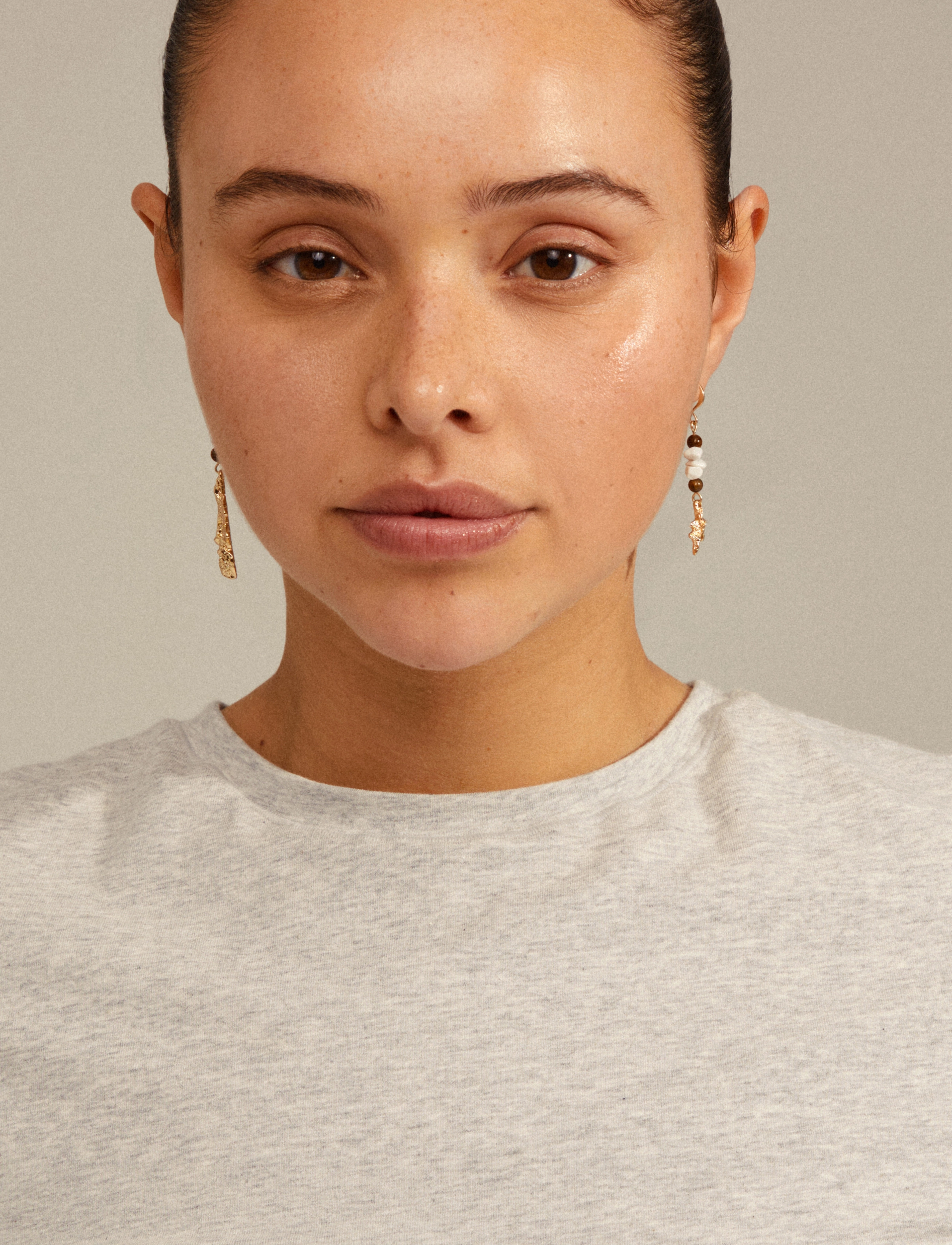 Pilgrim - FLOW asymmetric earrings - gold plated - 1