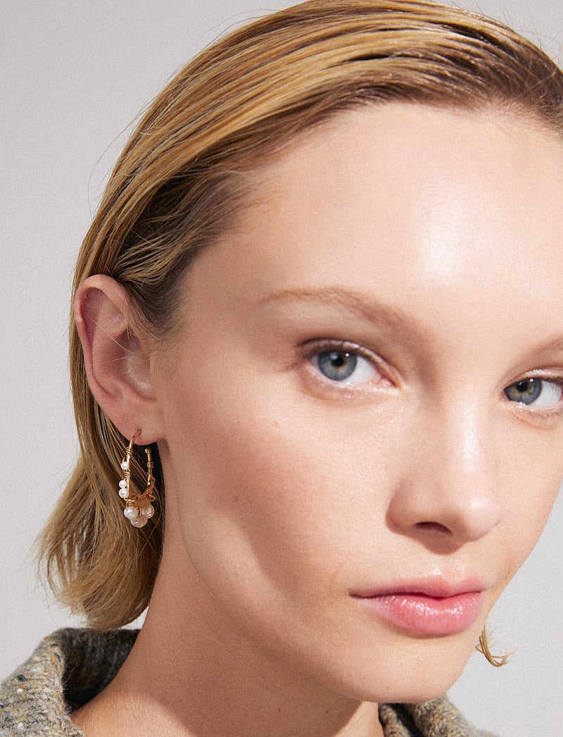 Pilgrim - FOCUS hoop earrings gold-plated - perlenohrringe - gold plated - 0