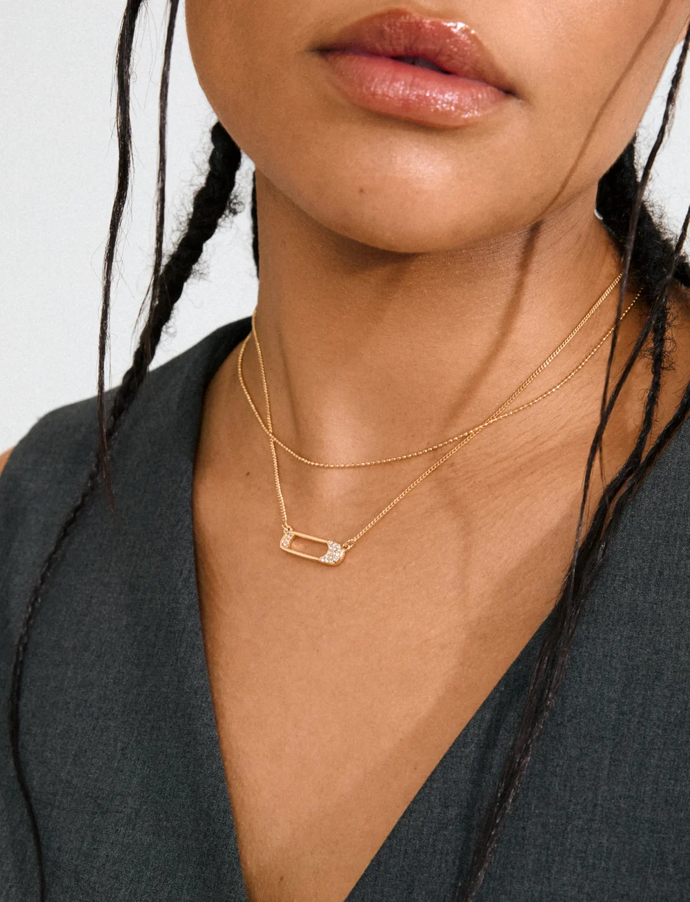 Pilgrim - INSTANT necklace, 2-in-1 set, gold-plated - naszyjniki łańcuszkowe - gold plated - 0