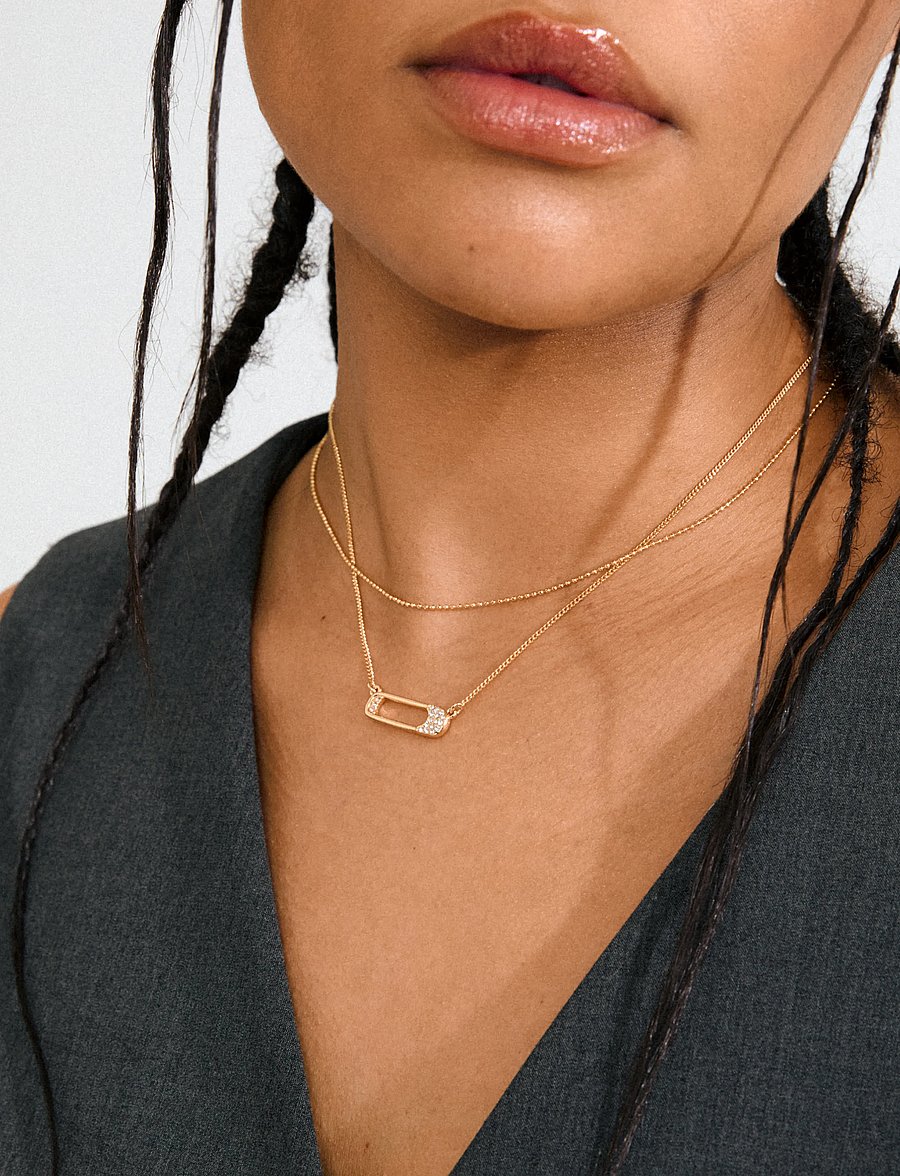 Pilgrim - INSTANT necklace, 2-in-1 set, gold-plated - chain necklaces - gold plated - 0