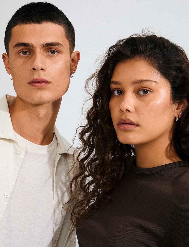 Pilgrim - INSTANT earrings 2-in-1 set, silver-plated - creoler & hoops - silver plated - 0