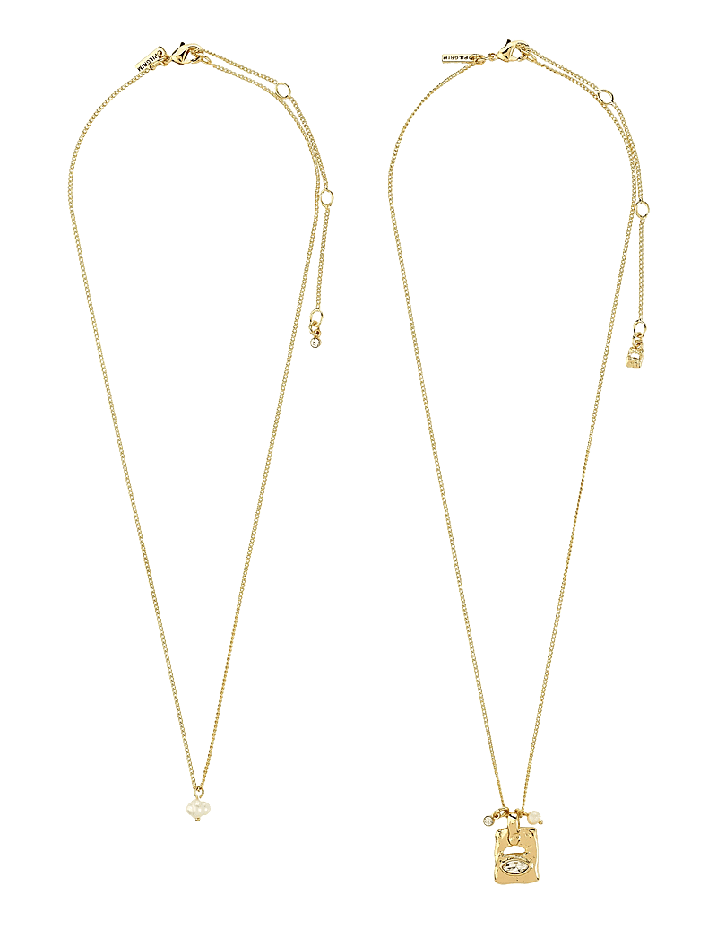Pilgrim - FIRE necklace 2-in-1 set, gold-plated - pärlhalsband - gold plated - 3