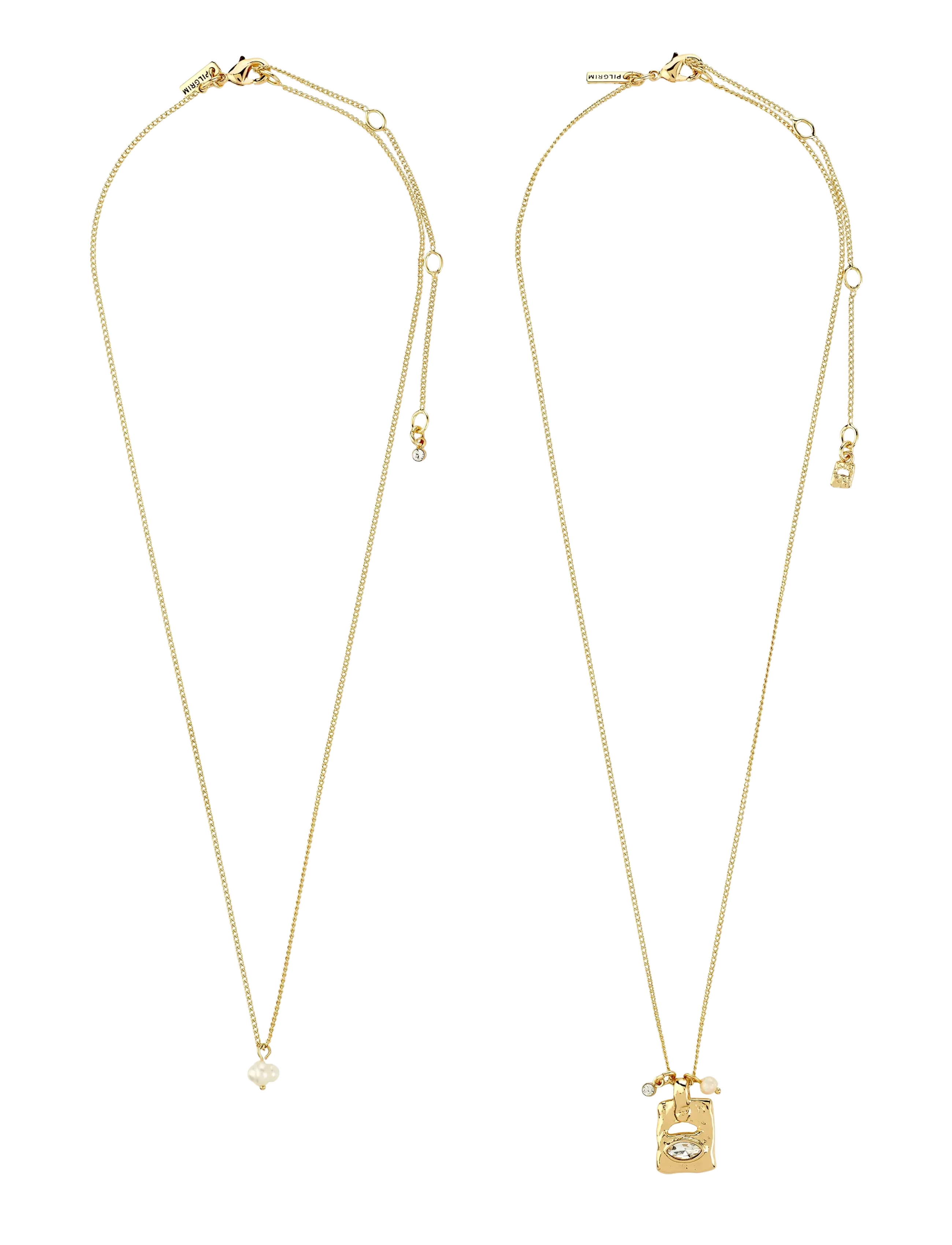 Pilgrim - FIRE necklace 2-in-1 set, gold-plated - perlenketten - gold plated - 3
