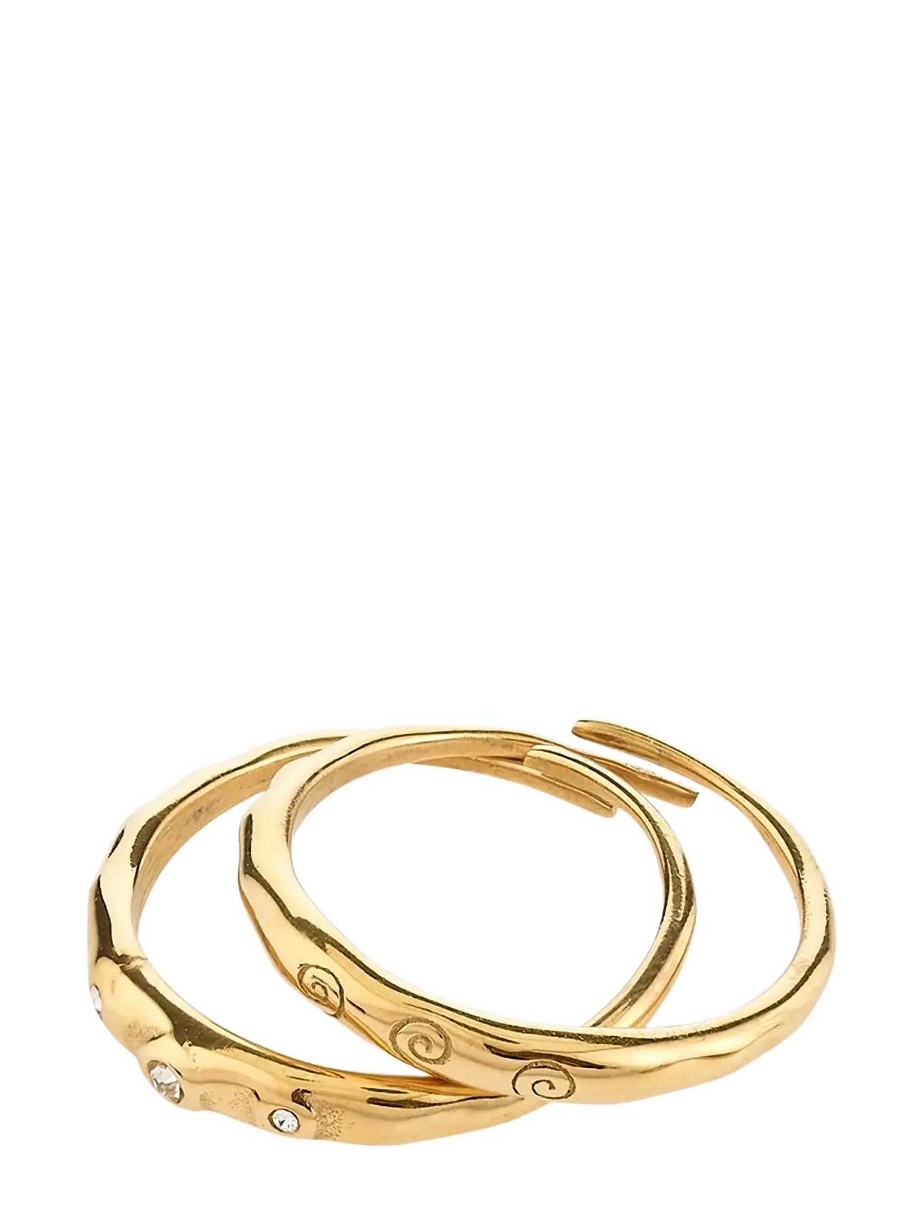 PILGRIM Fire Rings 2-In-1 Set, Gold-Plated Gold - One Size - Damen