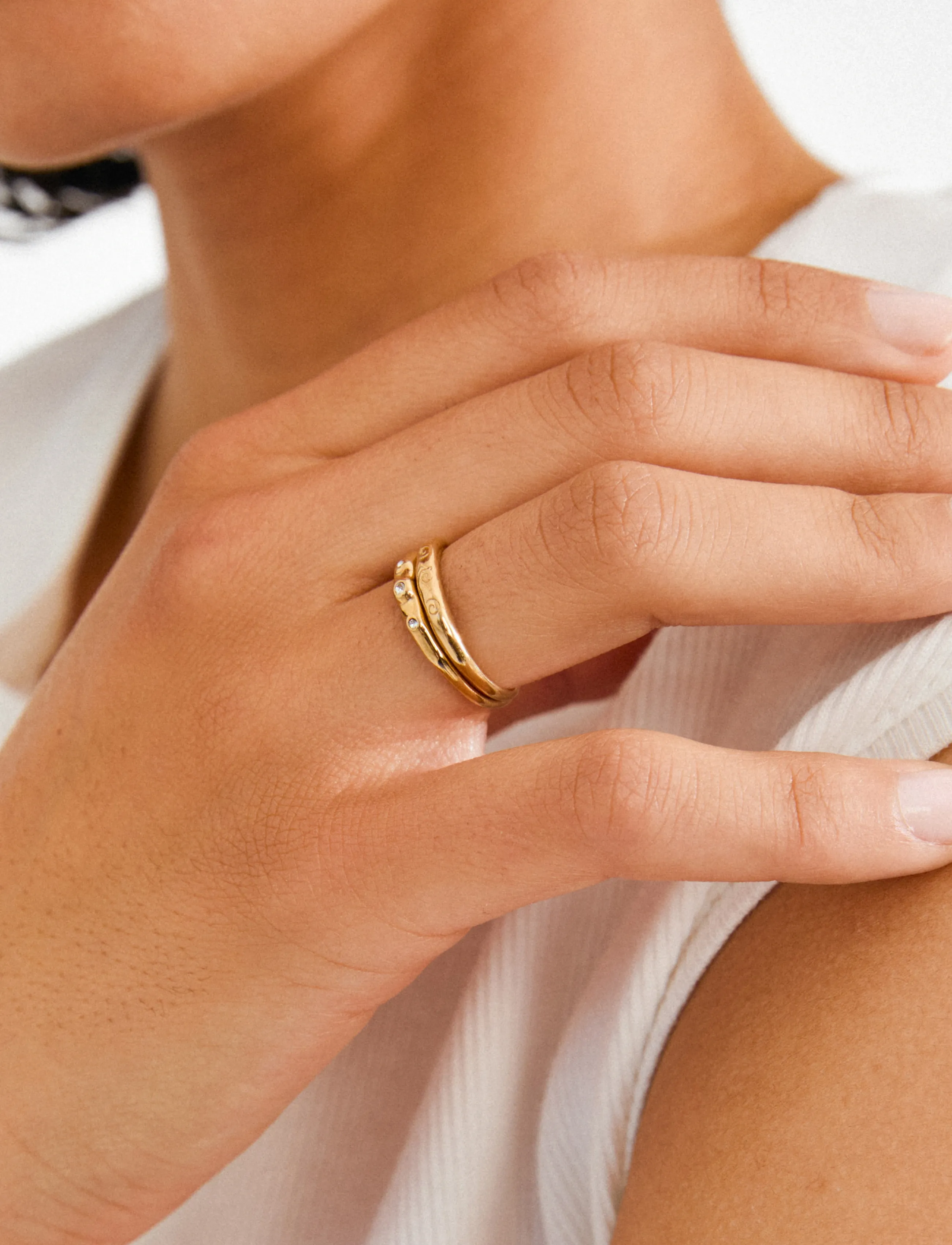 Pilgrim - FIRE rings 2-in-1 set, gold-plated - confirmation - gold plated - 2
